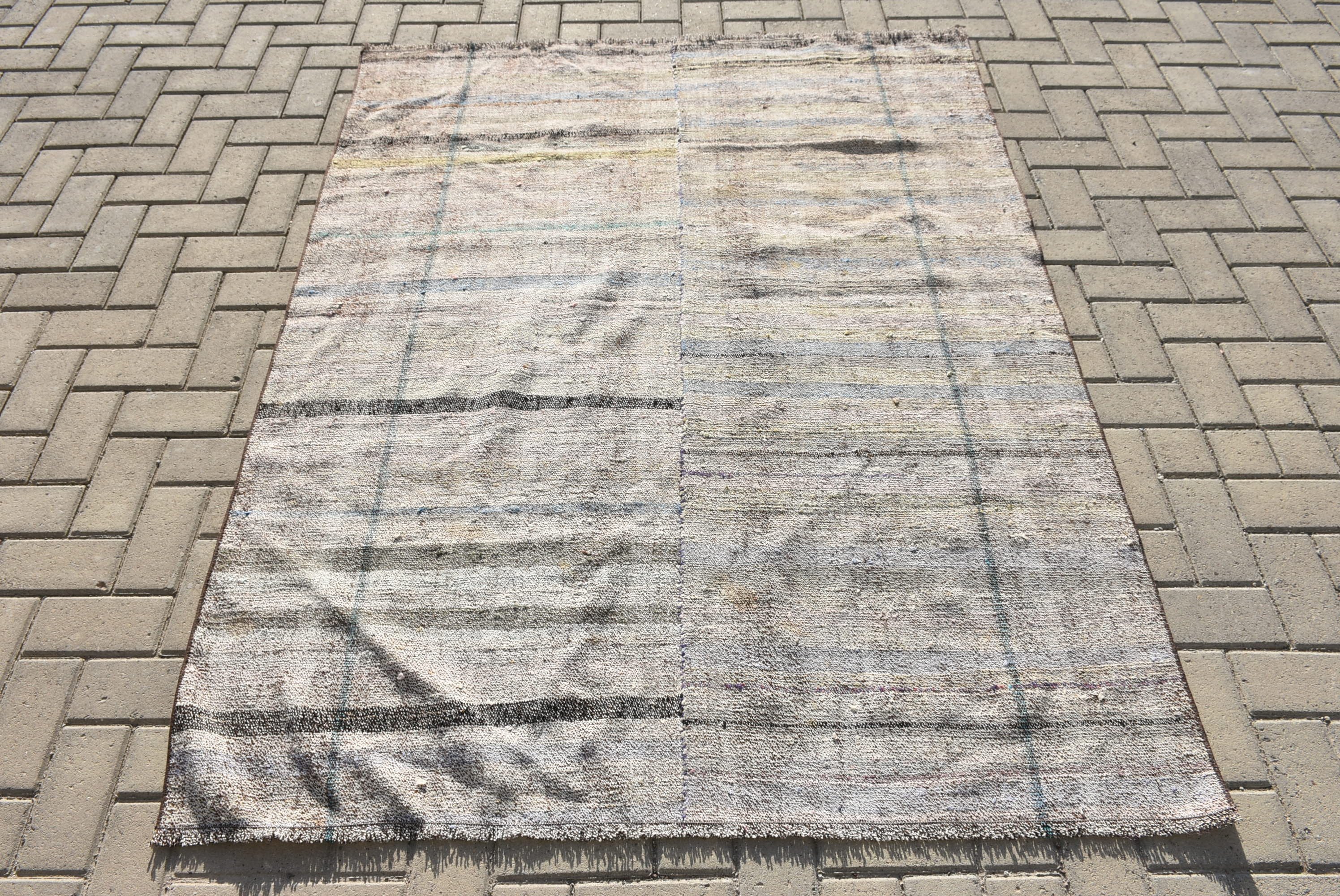 Kilim, Antika Halı, Anadolu Halısı, 4.7x6 ft Alan Halıları, İç Mekan Halıları, Yemek Odası Halıları, Türk Halısı, Vintage Halı, Bej Mutfak Halısı