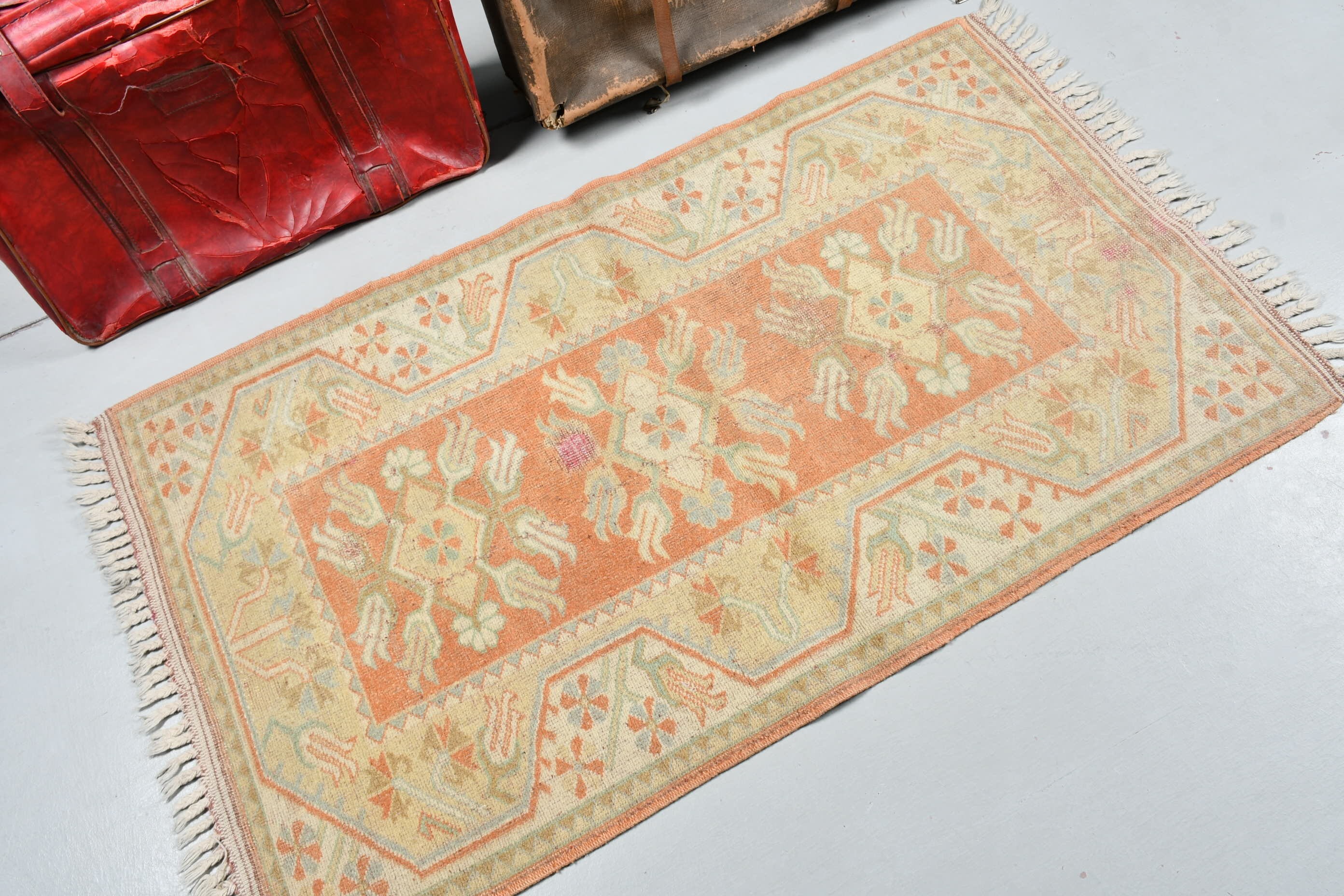 Entry Rugs, Rugs for Entry, 2.7x4.7 ft Small Rugs, Turkish Rug, Kitchen Rug, Orange Moroccan Rugs, Home Decor Rug, Bath Rug, Vintage Rugs