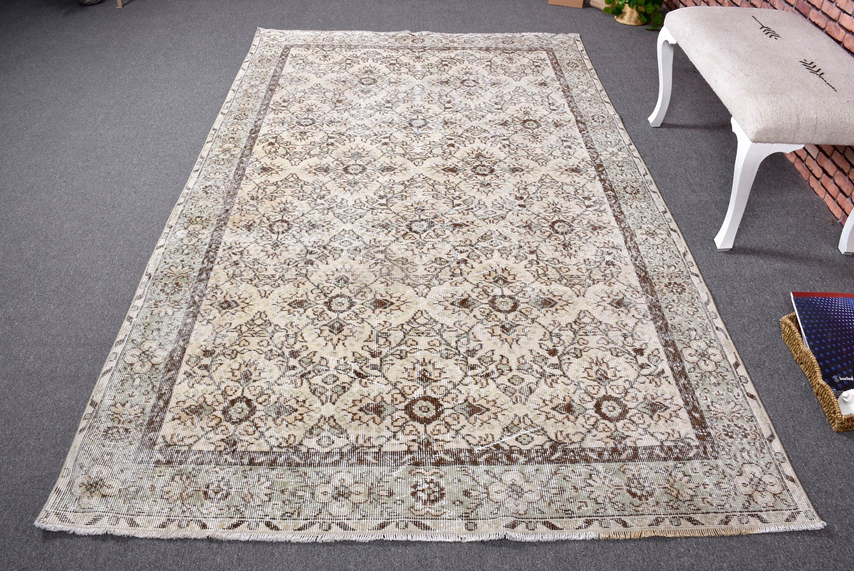 5.3x9 ft Büyük Halı, Anadolu Halısı, Yeşil Antika Halı, Türk Halısı, Oturma Odası Halıları, Oryantal Halılar, Vintage Halılar, Büyük Vintage Halılar