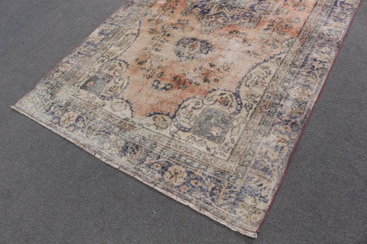 6.1x9.4 ft Büyük Halı, Salon Halıları, Etnik Halı, Yemek Odası Halısı, Vintage Halı, Yatak Odası Halısı, Turuncu Fas Halısı, Türk Halıları, Havalı Halılar