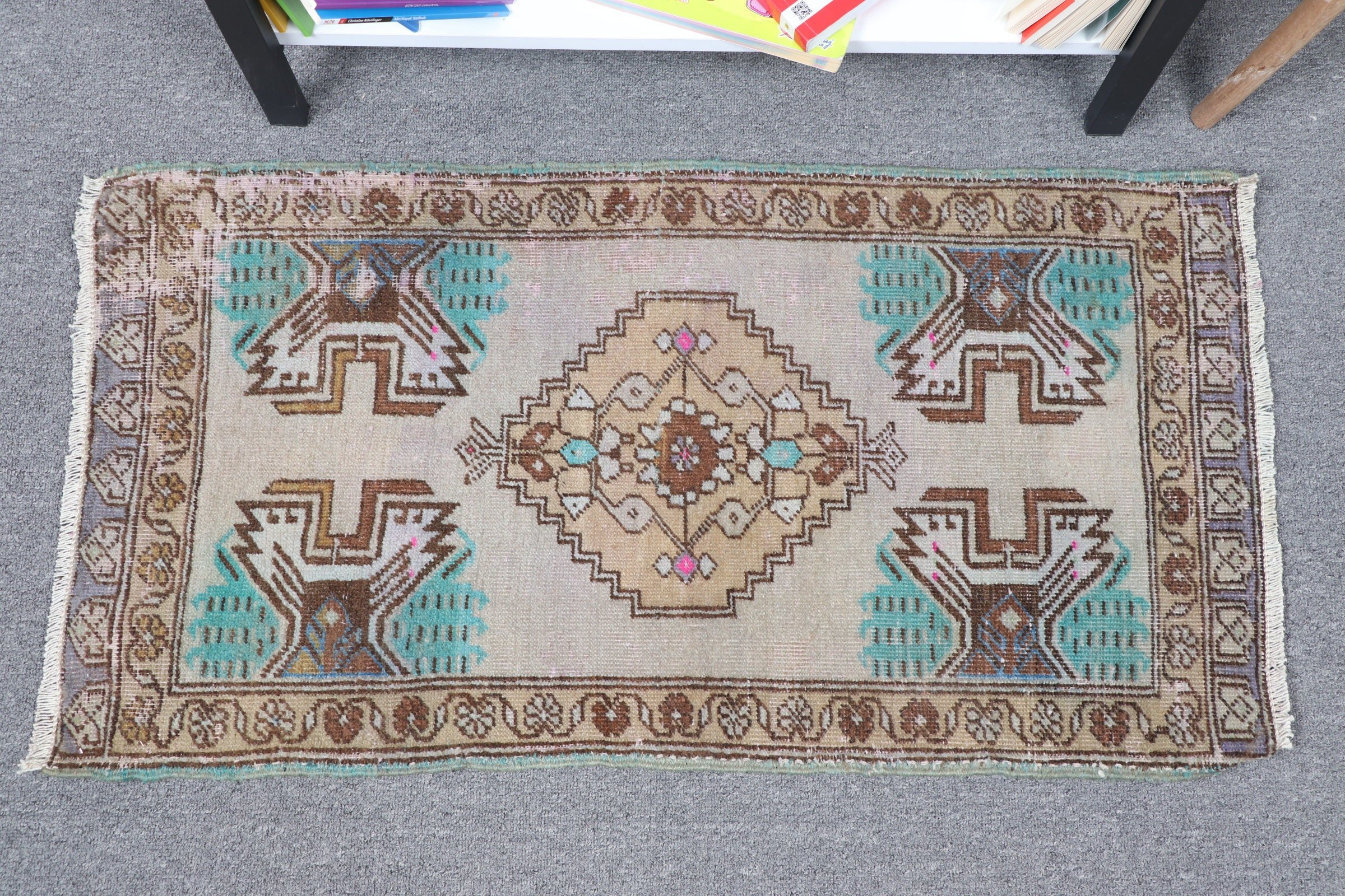 1.6x3.1 ft Small Rug, Wall Hanging Rug, Turkish Rug, Vintage Rug, Door Mat Rugs, Kitchen Rug, Beige Kitchen Rug, Nomadic Rug