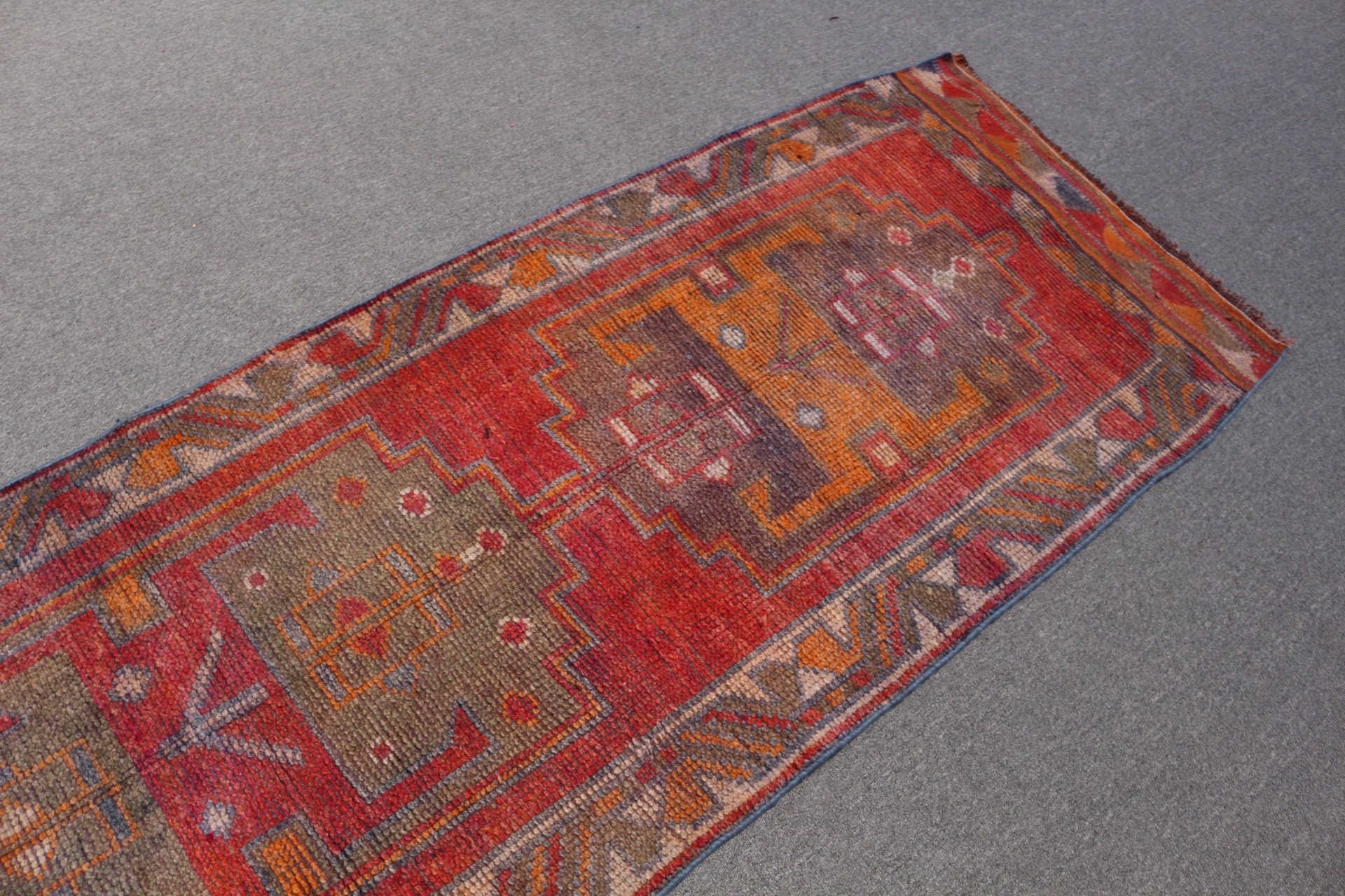 Rugs for Runner, Antique Rugs, Red Wool Rug, Turkish Rug, Eclectic Rug, Kitchen Rug, Vintage Rugs, 2.9x10.6 ft Runner Rug, Hallway Rug