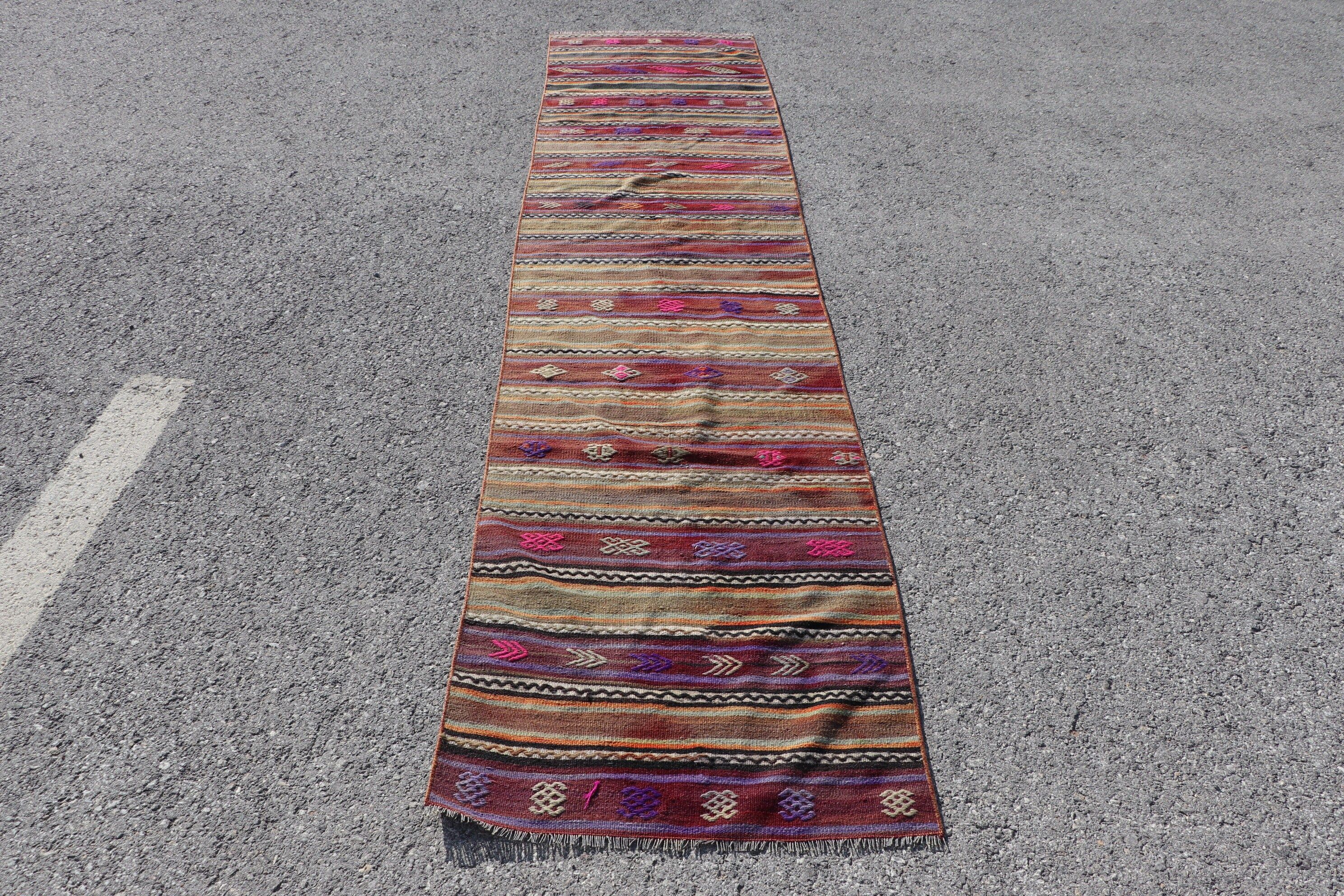 Ev Dekorasyonu Halıları, Koridor Halısı, 2.3x10.6 ft Runner Halısı, Sevimli Halı, Kahverengi Soğuk Halı, Kilim, Yatak Odası Halıları, Vintage Halı, Koridor Halısı, Türk Halısı