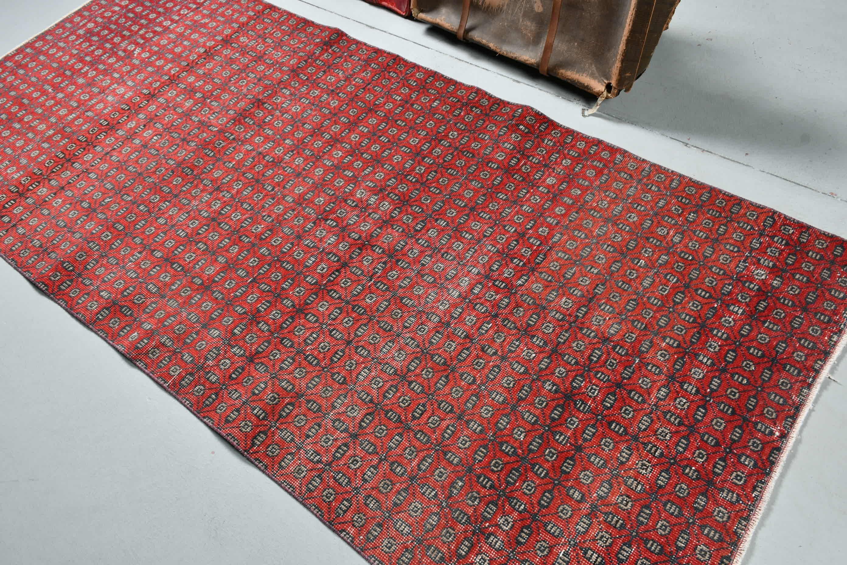 Turkish Rug, Floor Rugs, Living Room Rug, Kitchen Rugs, Vintage Rug, Antique Rugs, Red Home Decor Rug, 3.7x8.1 ft Area Rug, Eclectic Rug