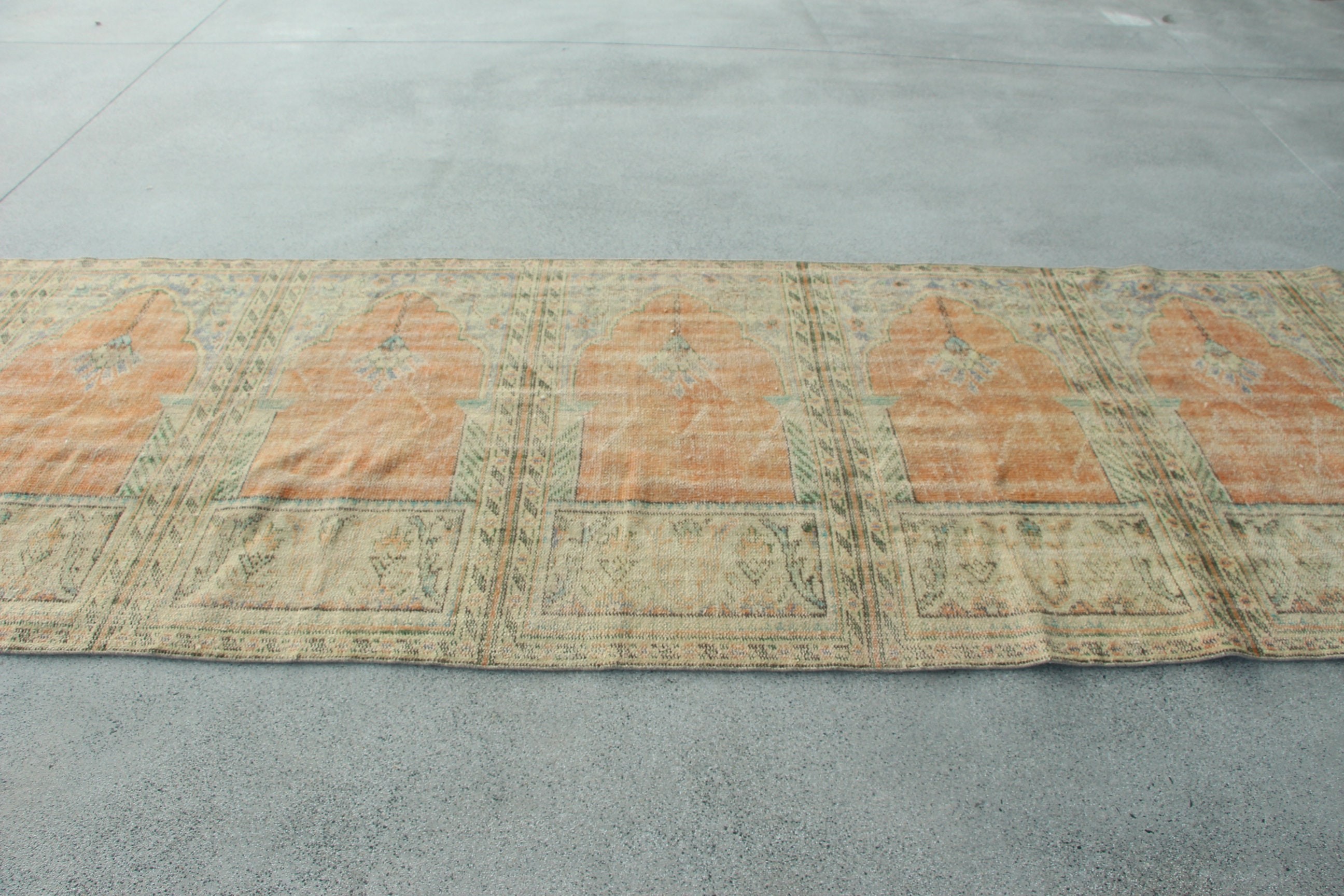 Mutfak Halıları, 4.1x18.3 ft Yolluk Halıları, Turuncu Ev Dekorasyonu Halısı, Merdiven Halıları, Aztek Halısı, Vintage Halı, Türk Halıları, Koridor Halısı, Oushak Halıları