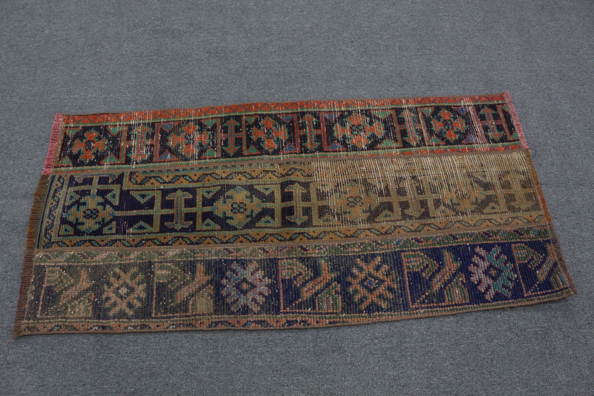 Wool Rugs, Vintage Rug, Rugs for Entry, Blue  2.2x4.5 ft Small Rug, Nursery Rugs, Turkish Rug, Oriental Rug, Entry Rugs