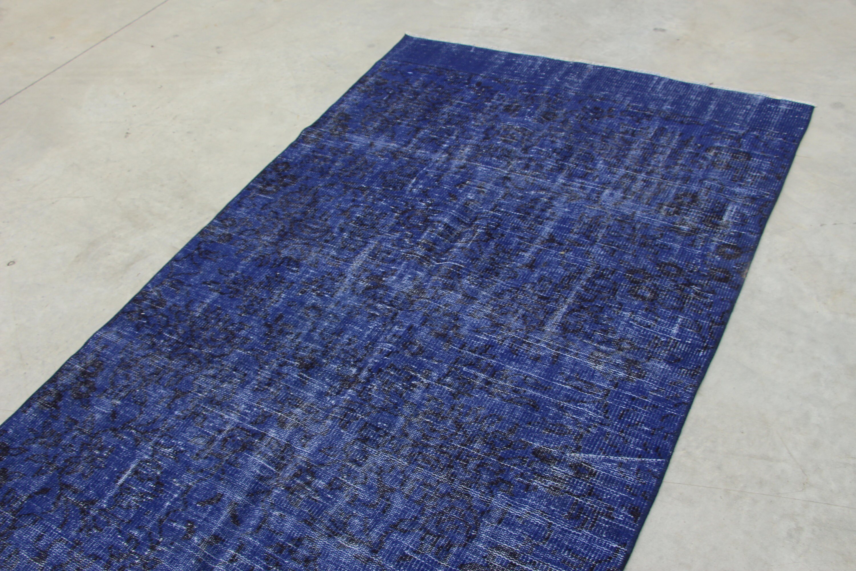 Bedroom Rugs, 4.2x9.5 ft Area Rugs, Oushak Rug, Nursery Rug, Blue Moroccan Rugs, Handmade Rugs, Wool Rug, Turkish Rugs, Vintage Rugs