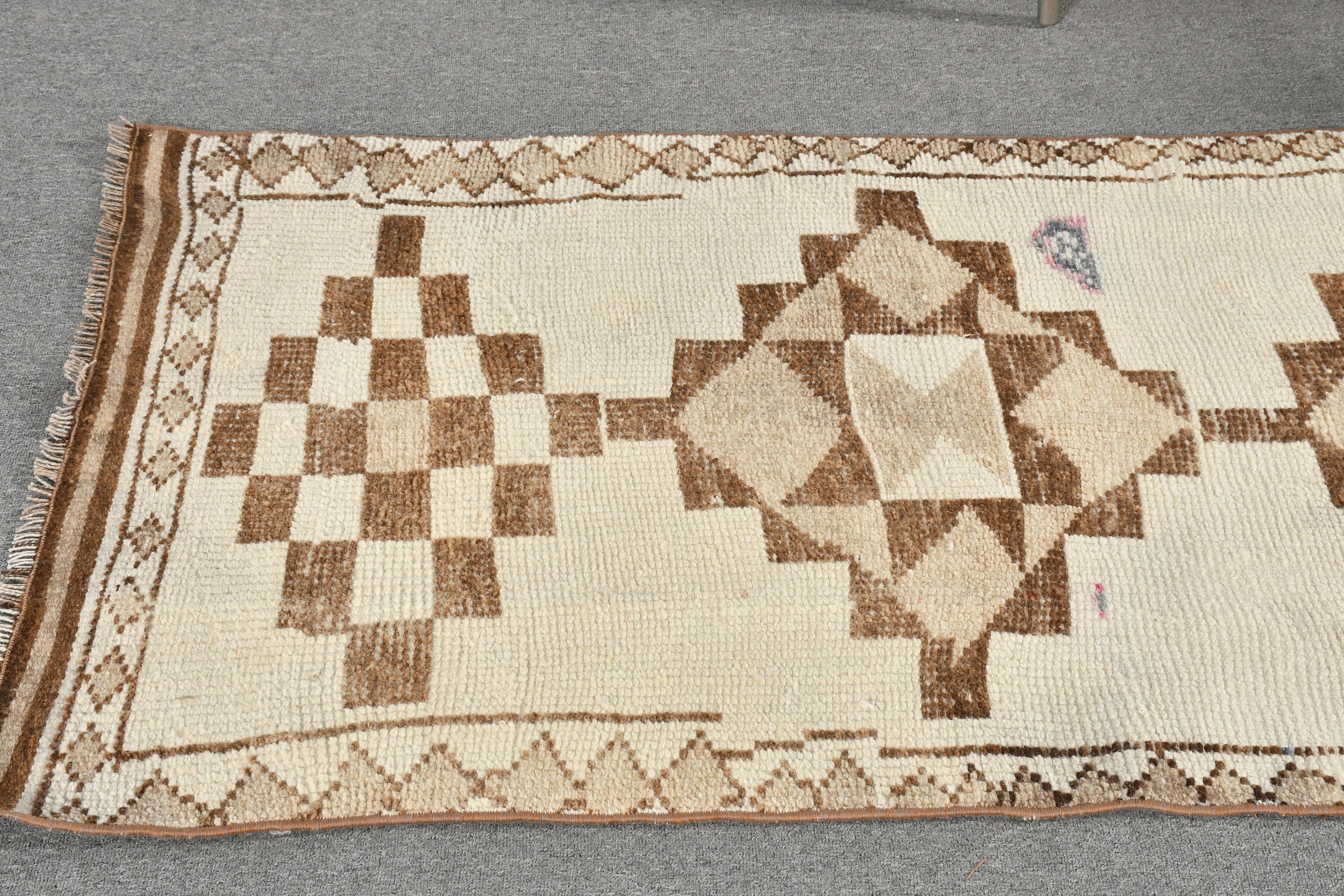 Eski Halı, Mutfak Halıları, Vintage Halı, 2.8x12.5 ft Runner Halı, Mutfak Halısı, Beyaz Ev Dekor Halıları, Türk Halısı, Antika Halılar