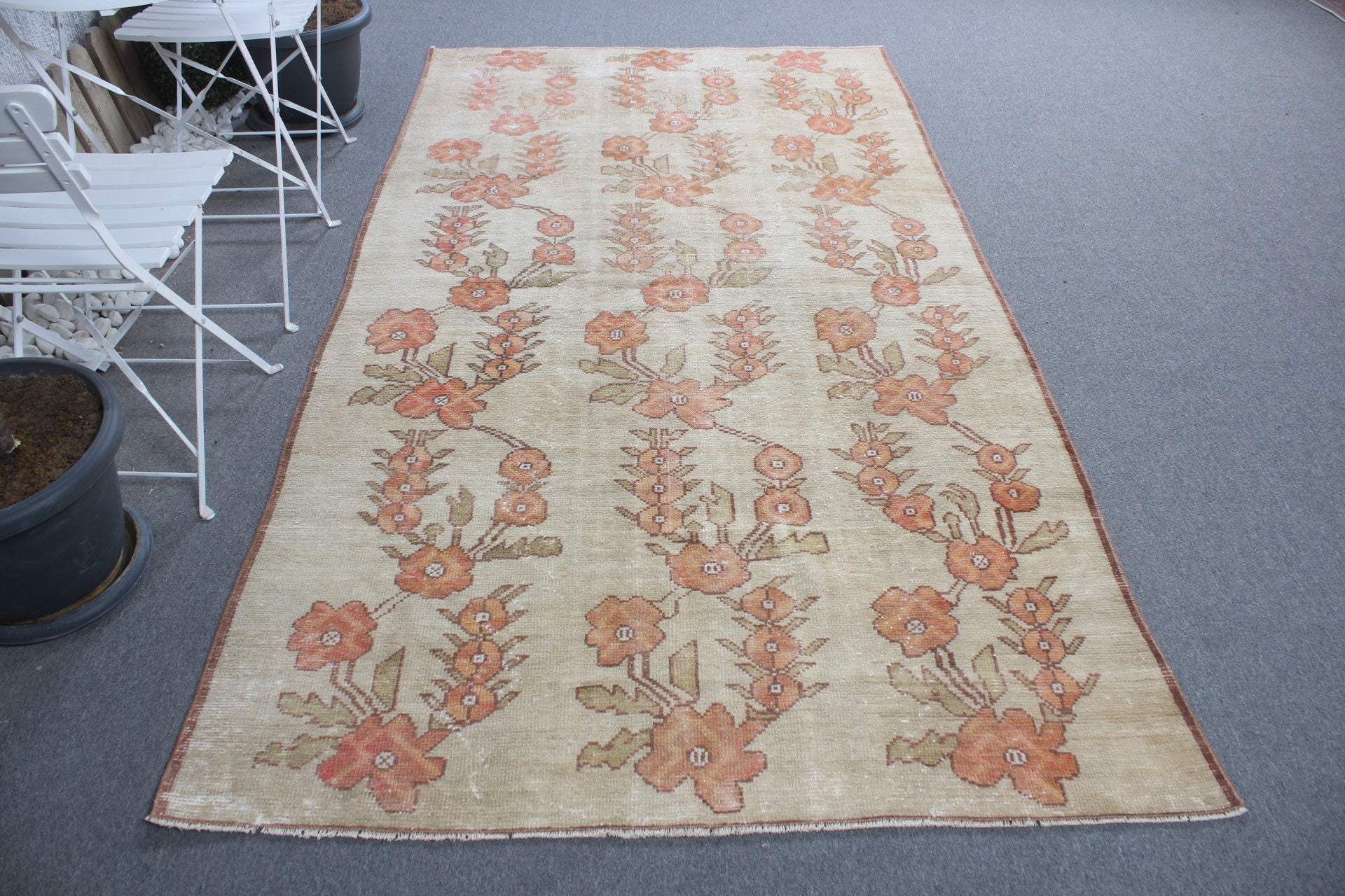 Turkish Rugs, Rugs for Bedroom, Anatolian Rug, Living Room Rug, Vintage Rugs, Salon Rug, Bedroom Rug, Beige Wool Rug, 4.8x8.9 ft Large Rug