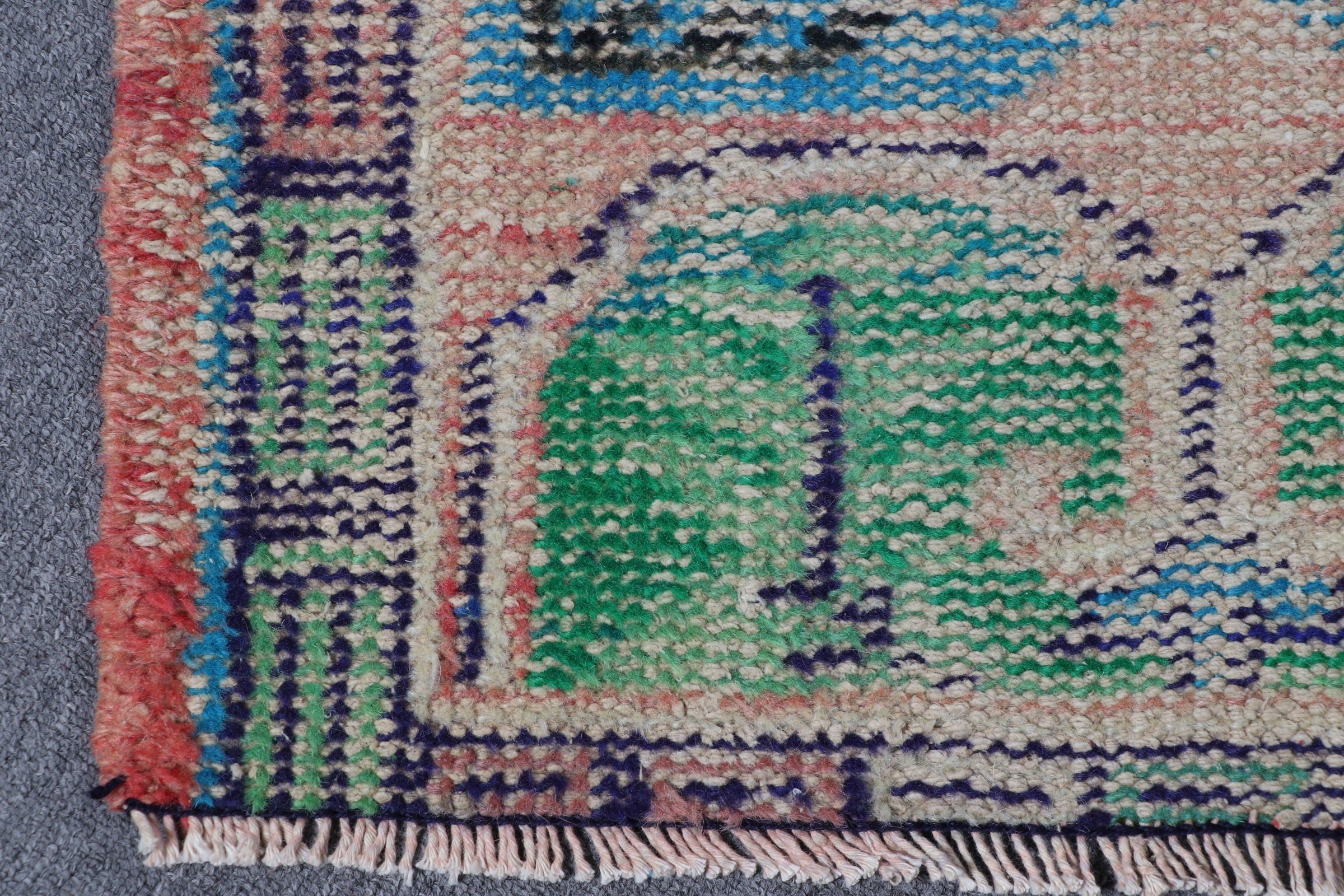 Vintage Rug, Wool Rug, Hand Knotted Rug, Turkish Rug, Wall Hanging Rug, Orange Oriental Rug, 2x3.4 ft Small Rug, Bath Rugs, Kitchen Rugs