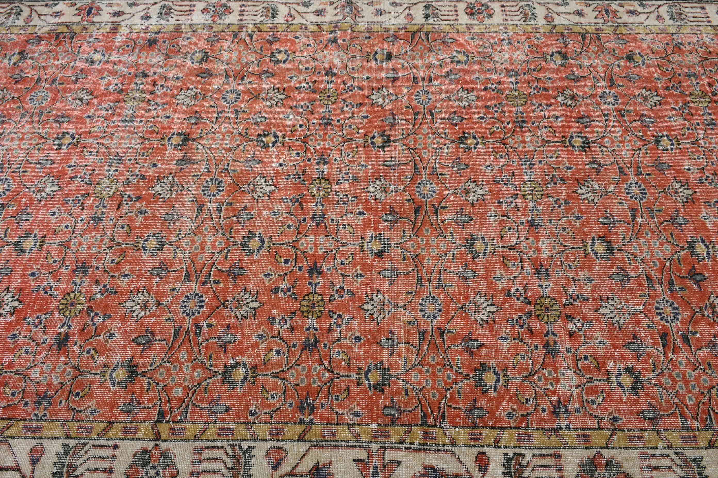 Home Decor Rug, Dining Room Rugs, Custom Rug, Vintage Rug, Turkish Rug, 5.2x9.5 ft Large Rug, Red Bedroom Rug, Antique Rug, Rugs for Salon