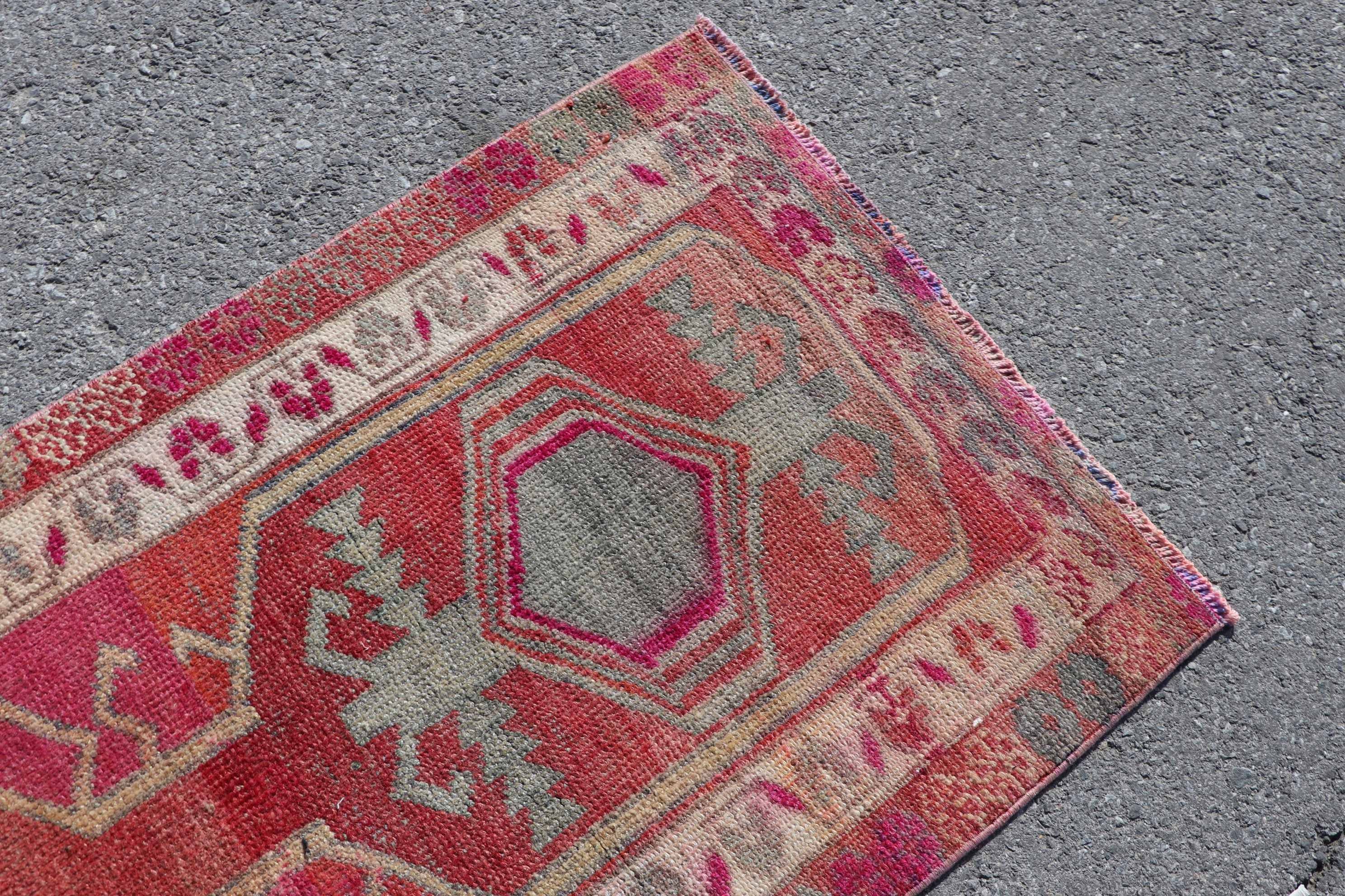 Vintage Rug, Turkish Rug, Bathroom Rug, Rugs for Bathroom, Oushak Rug, 2.4x3.4 ft Small Rug, Cute Rug, Red Cool Rug, Floor Rug, Nursery Rug