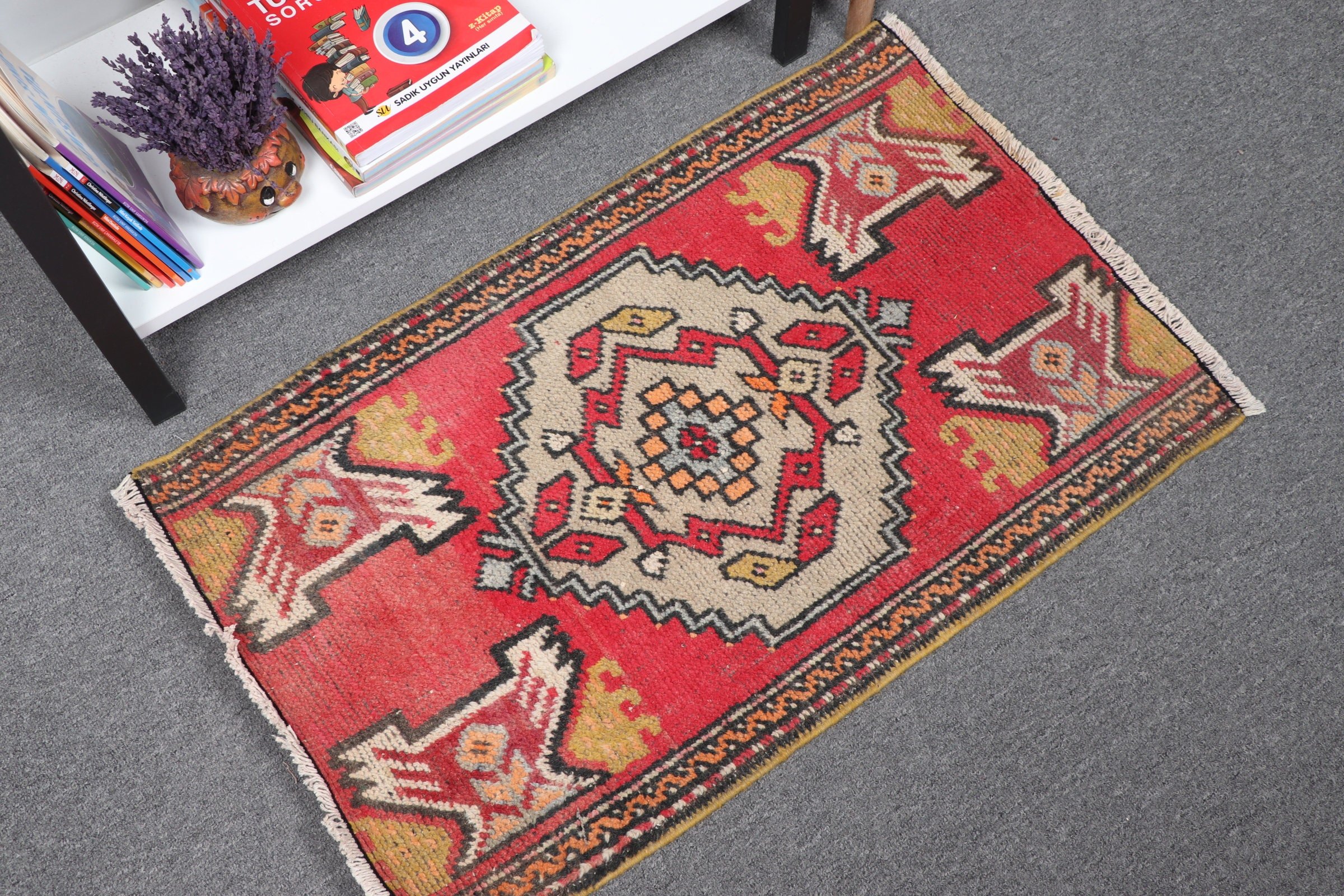 Red Home Decor Rug, Retro Rug, 1.8x2.7 ft Small Rugs, Vintage Rug, Turkish Rugs, Anatolian Rug, Kitchen Rugs, Nursery Rug, Oriental Rug