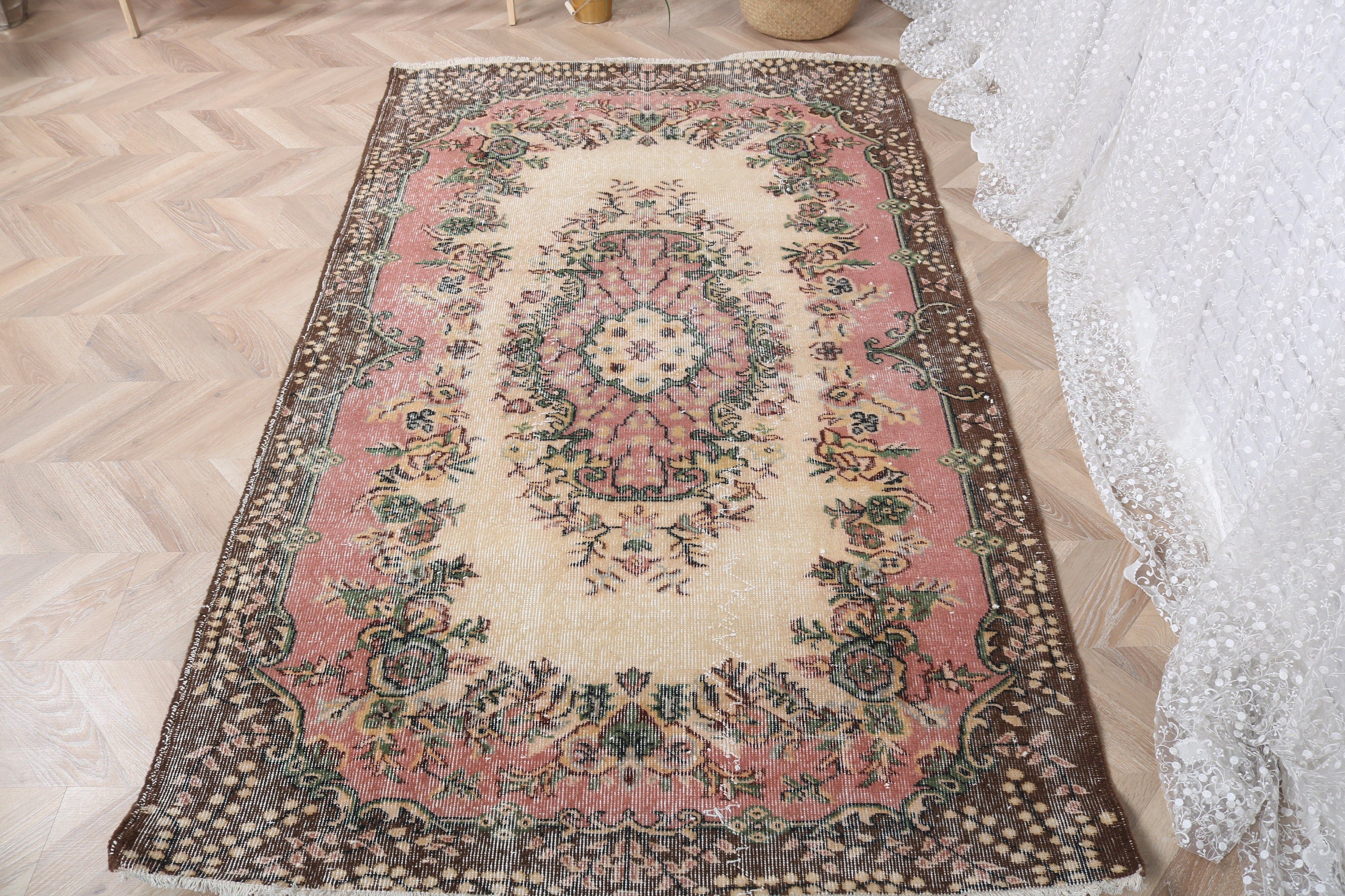 Boho Bölge Halıları, Yer Halıları, Yeşil 4x6,6 ft Alan Halıları, Türk Halısı, Antika Halı, İç Mekan Halıları, Vintage Halı, Açıklama Halısı