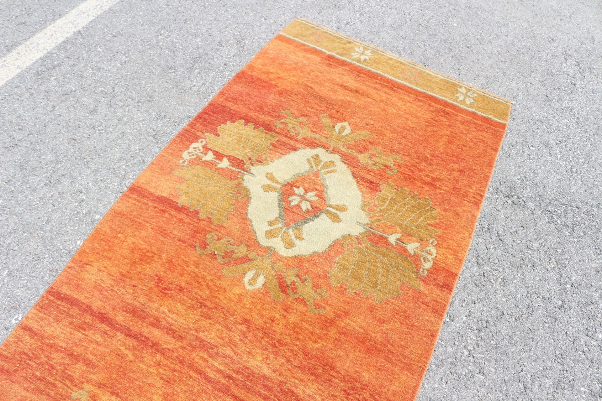 Corridor Rug, 3.4x13.4 ft Runner Rugs, Turkish Rug, Vintage Rugs, Antique Rug, Art Rug, Orange Kitchen Rugs, Rugs for Runner, Oriental Rugs