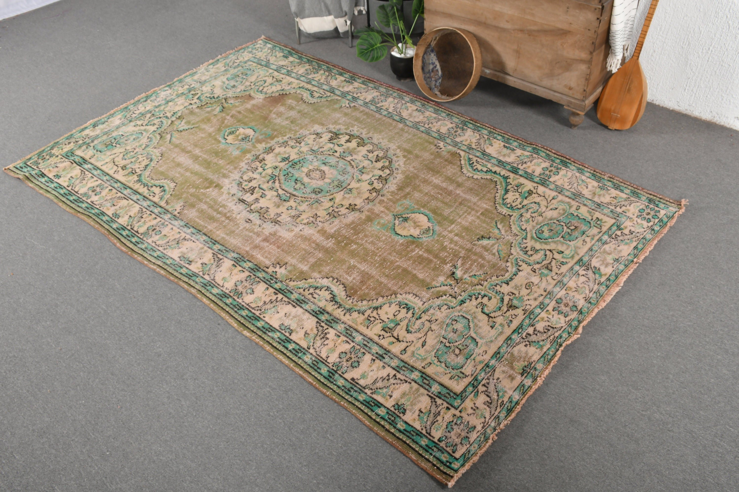 Anatolian Rug, Living Room Rug, 6x9.1 ft Large Rug, Green Oushak Rug, Antique Rug, Boho Rug, Vintage Rugs, Dining Room Rugs, Turkish Rug