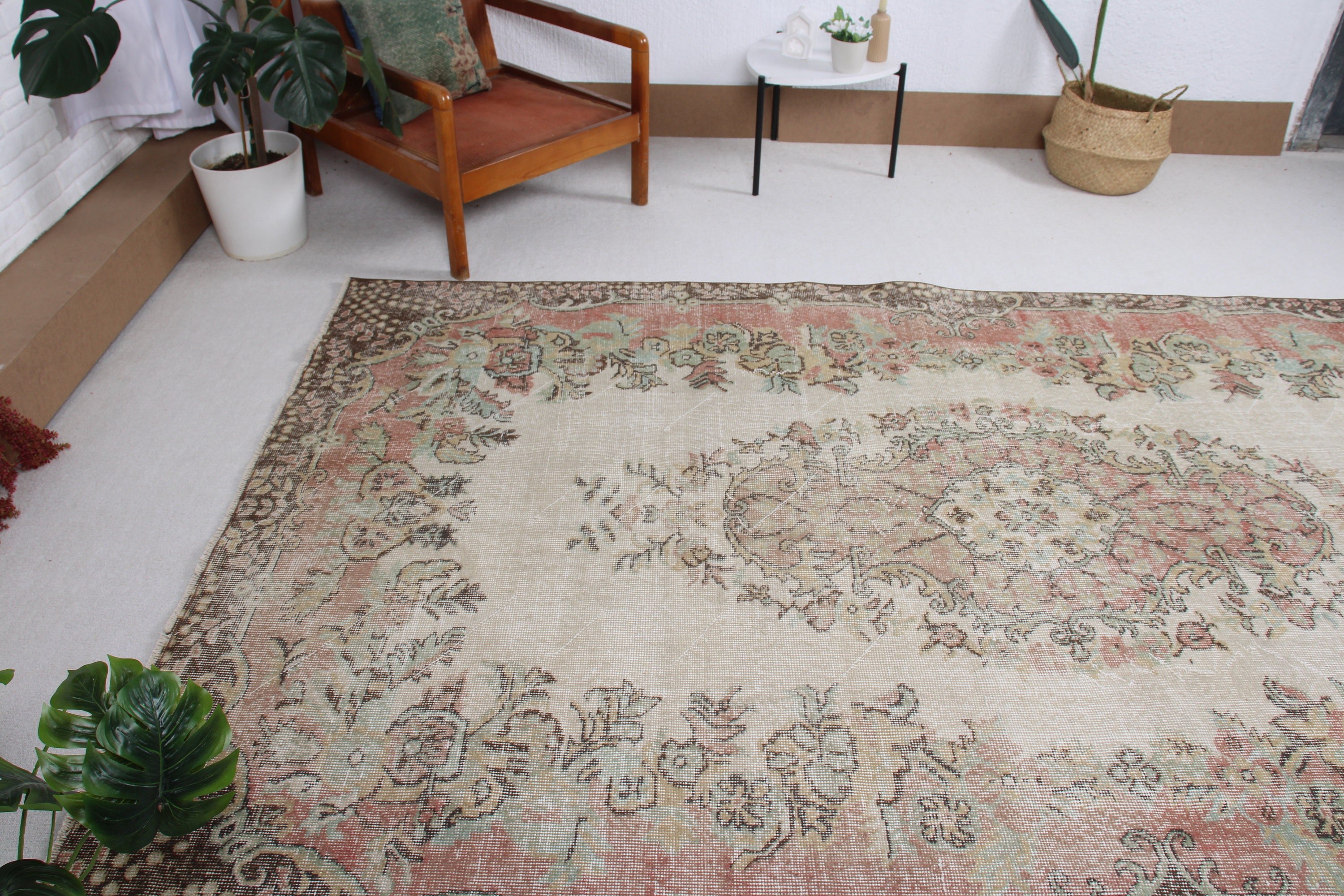 Vintage Halılar, 5.9x10.3 ft Büyük Halı, Bej Mutfak Halıları, Geometrik Halı, Büyük Boho Halı, Ev Dekor Halıları, Türk Halısı, Aztek Halıları, Salon Halısı