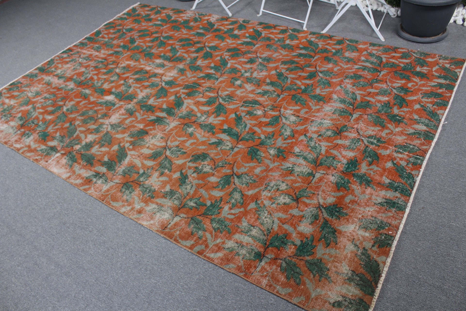 Floor Rug, Rugs for Living Room, 6.1x9 ft Large Rug, Turkish Rug, Antique Rugs, Bedroom Rugs, Salon Rug, Orange Floor Rugs, Vintage Rug