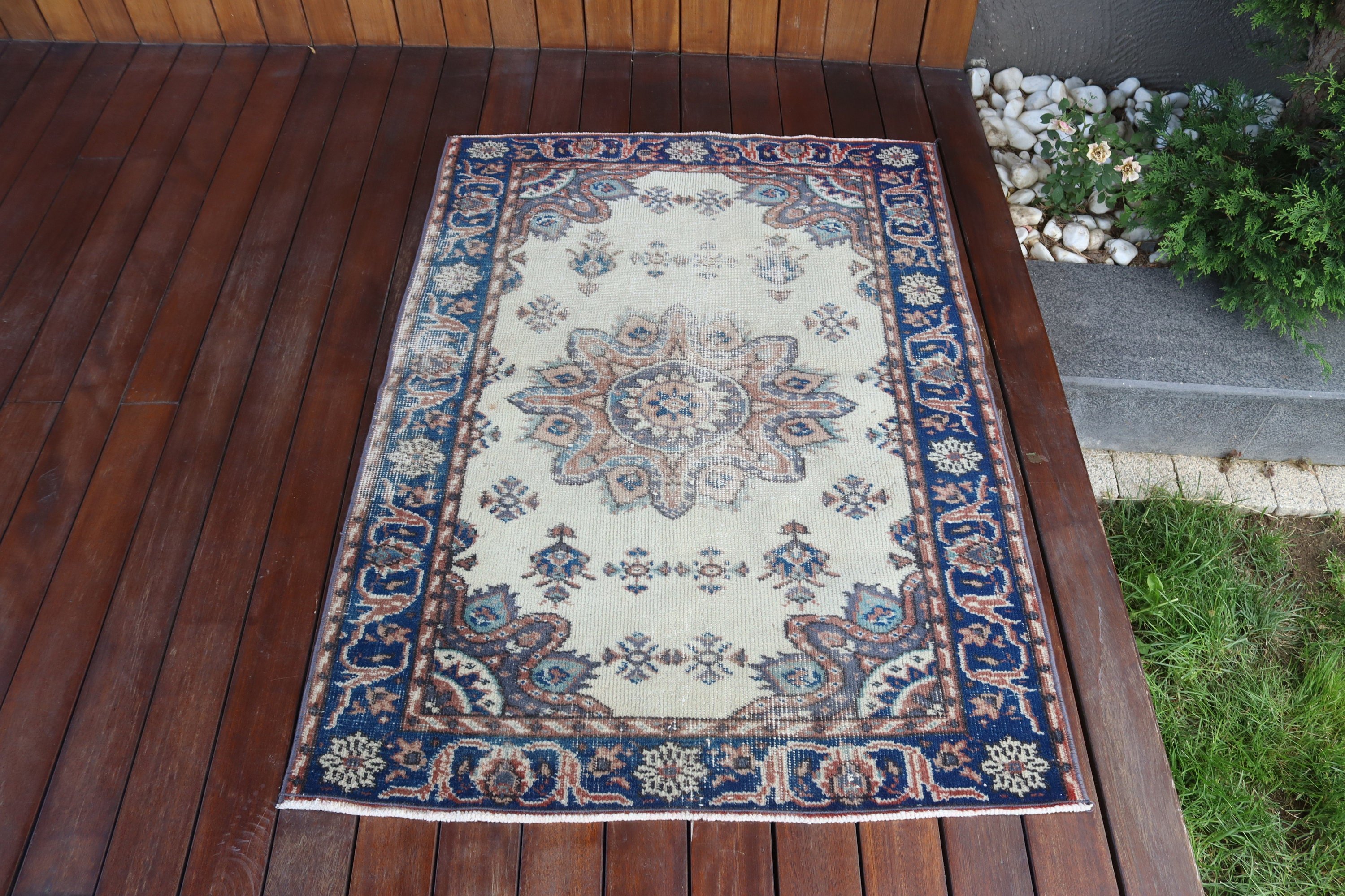 Turkish Rugs, Wall Hanging Rugs, Vintage Rugs, Floor Rugs, 3x4.1 ft Small Rugs, Kitchen Rug, Blue Bedroom Rugs, Entry Rugs, Rugs for Entry