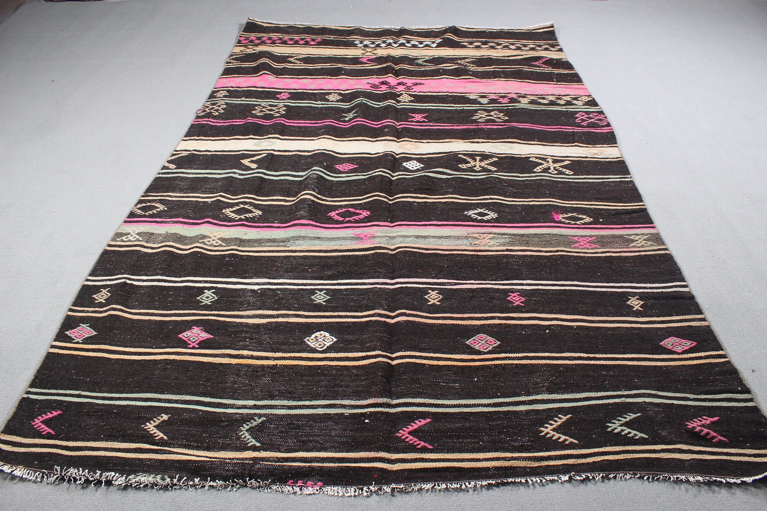 Büyük Boho Halı, Havalı Halılar, Vintage Halı, Kilim, Mutfak Halısı, Türk Halıları, Siyah Yatak Odası Halıları, Oturma Odası Halısı, 6,1x9,8 ft Büyük Halılar