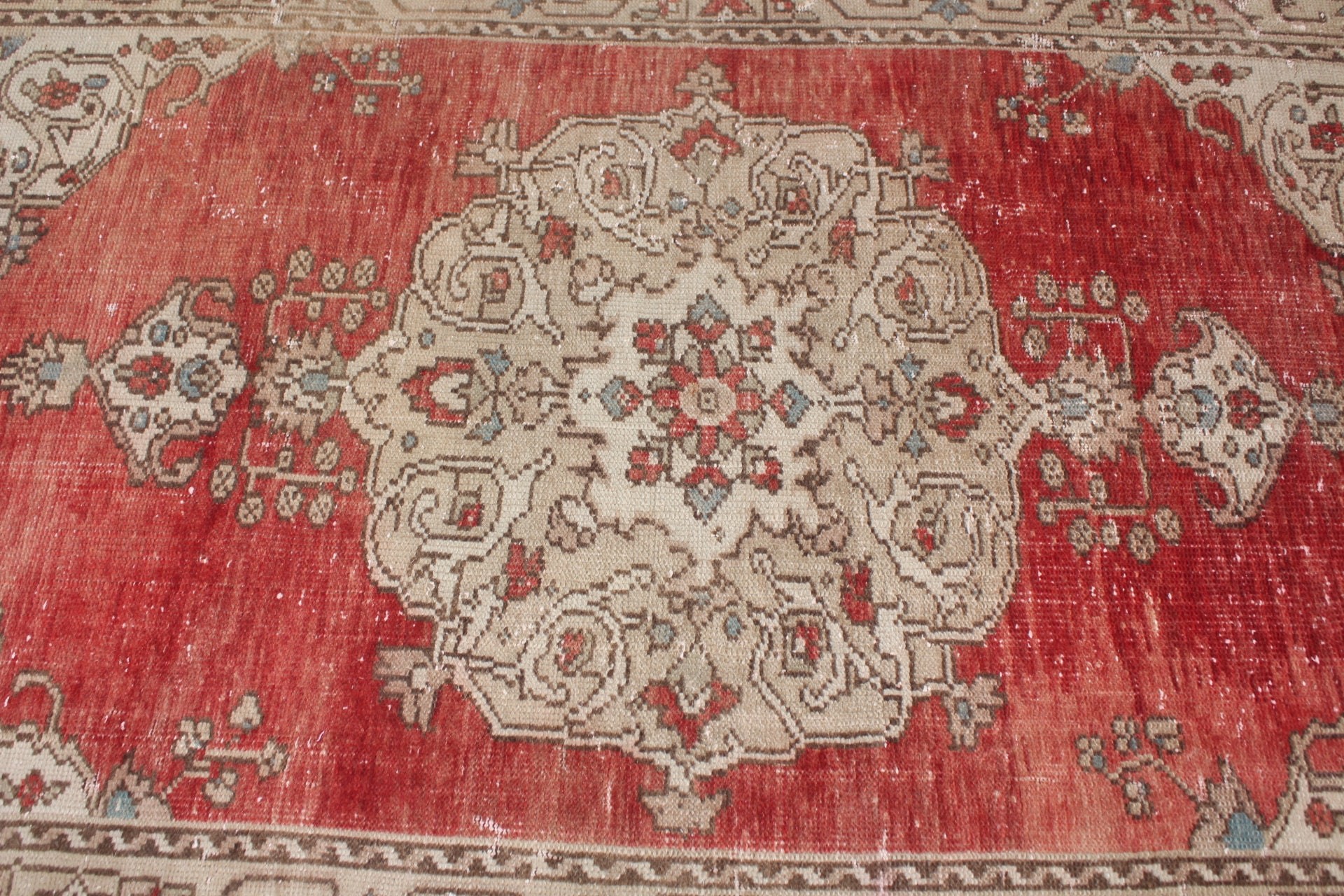 Retro Rugs, Oriental Rug, Rugs for Dining Room, Floor Rugs, Turkish Rug, Dining Room Rug, 4.2x7.2 ft Area Rugs, Red Wool Rugs, Vintage Rug