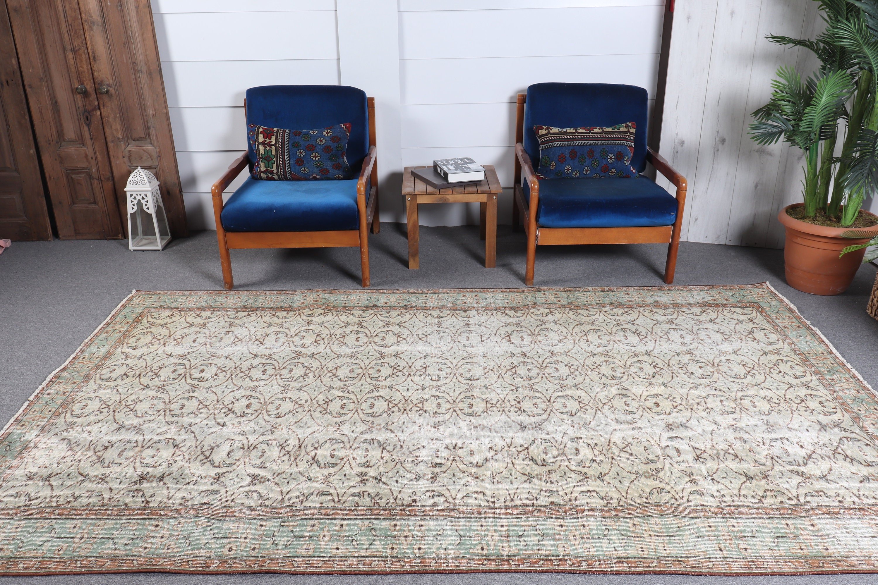 5.6x9.5 ft Large Rug, Wool Rug, Living Room Rug, Hand Woven Rug, Green Oriental Rug, Oriental Rug, Vintage Rug, Turkish Rug, Bedroom Rug