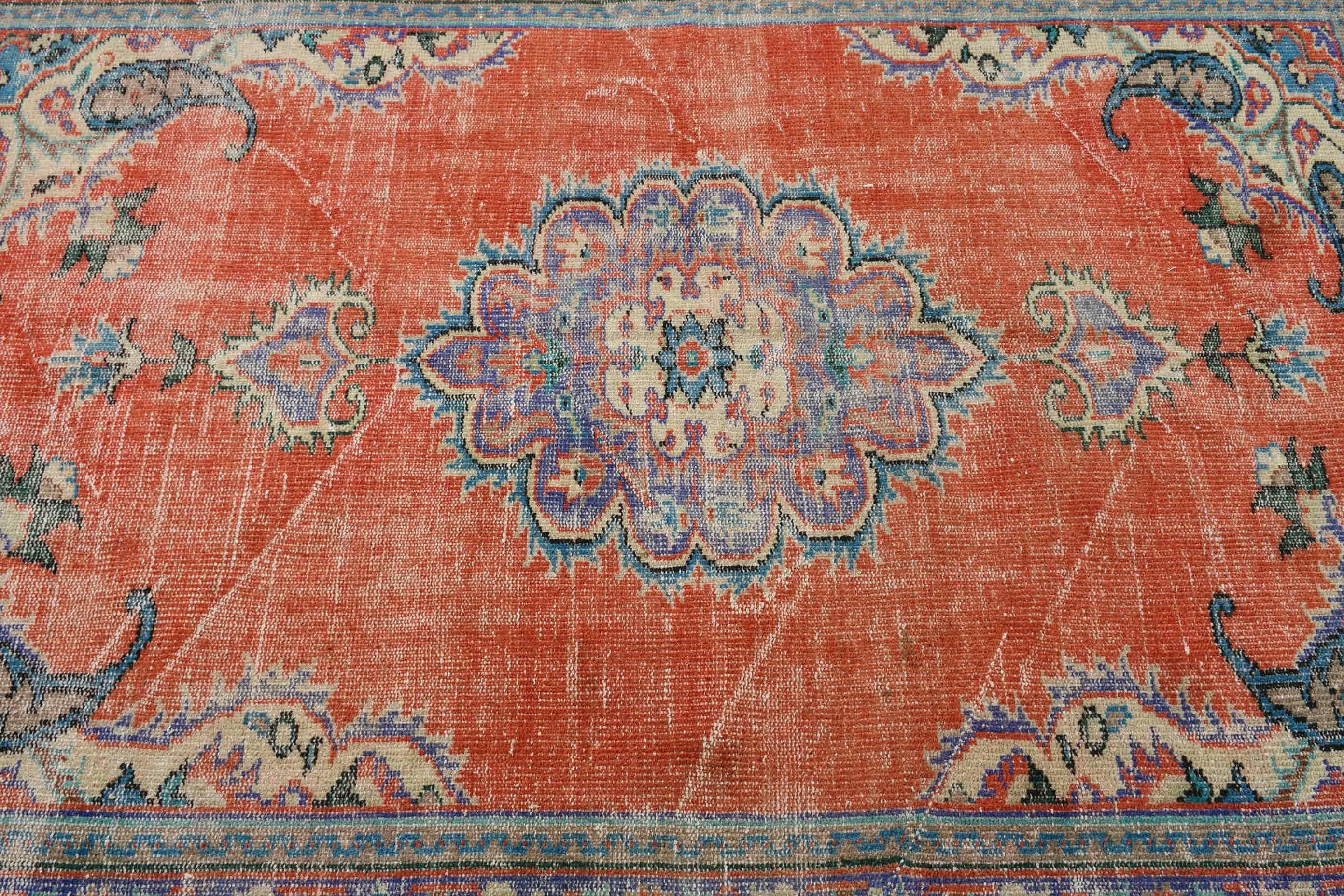 Kitchen Rug, Turkish Rug, Antique Rug, Living Room Rug, Anatolian Rug, Red  4.8x7.8 ft Area Rugs, Outdoor Rugs, Vintage Rug