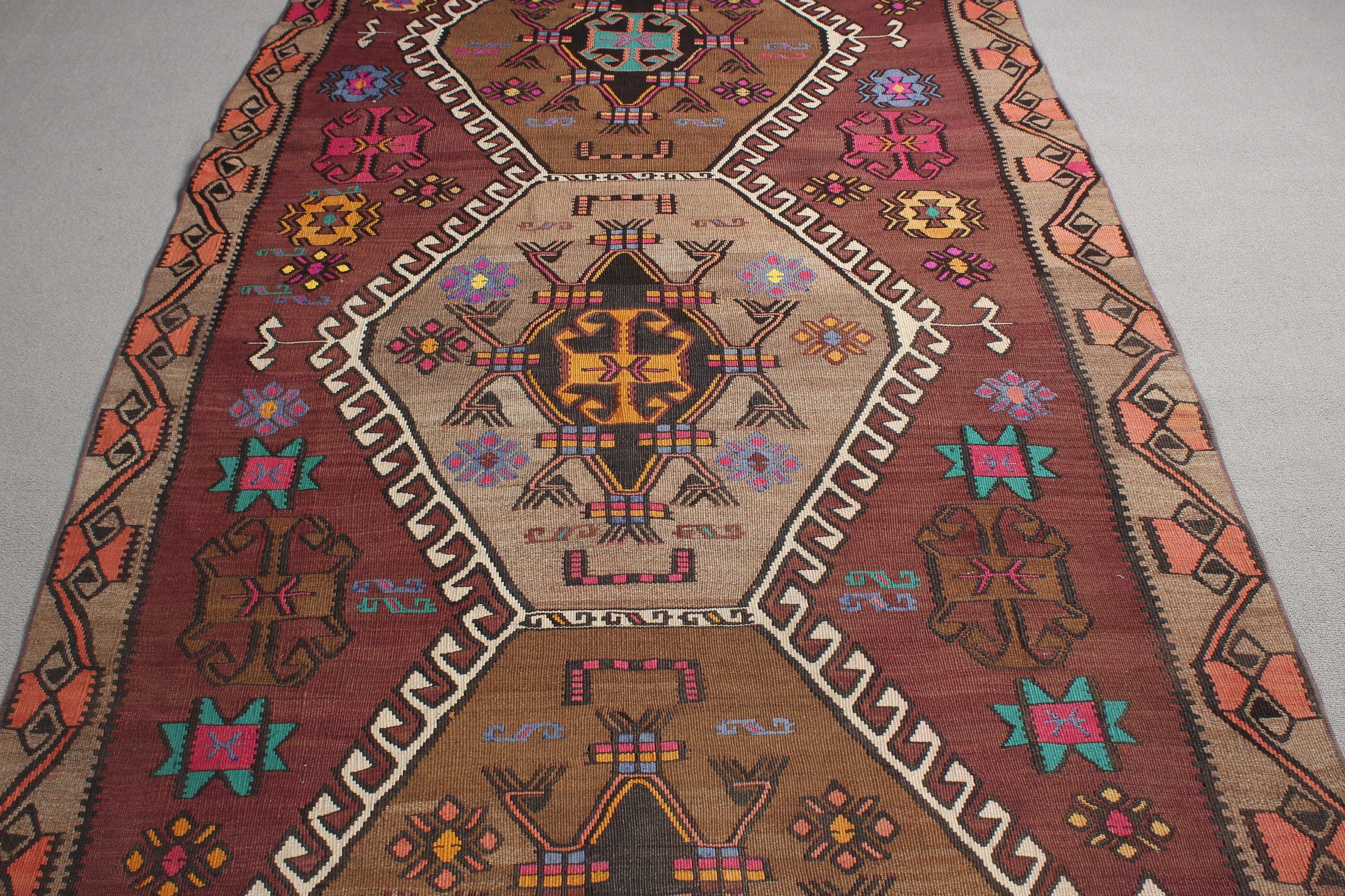 Türk Halısı, Kırmızı Antika Halı, Mutfak Halıları, Merdiven Halısı, Kilim, Vintage Halı, Koridor Halıları, Bildiri Halısı, 4.3x13.5 ft Yolluk Halısı