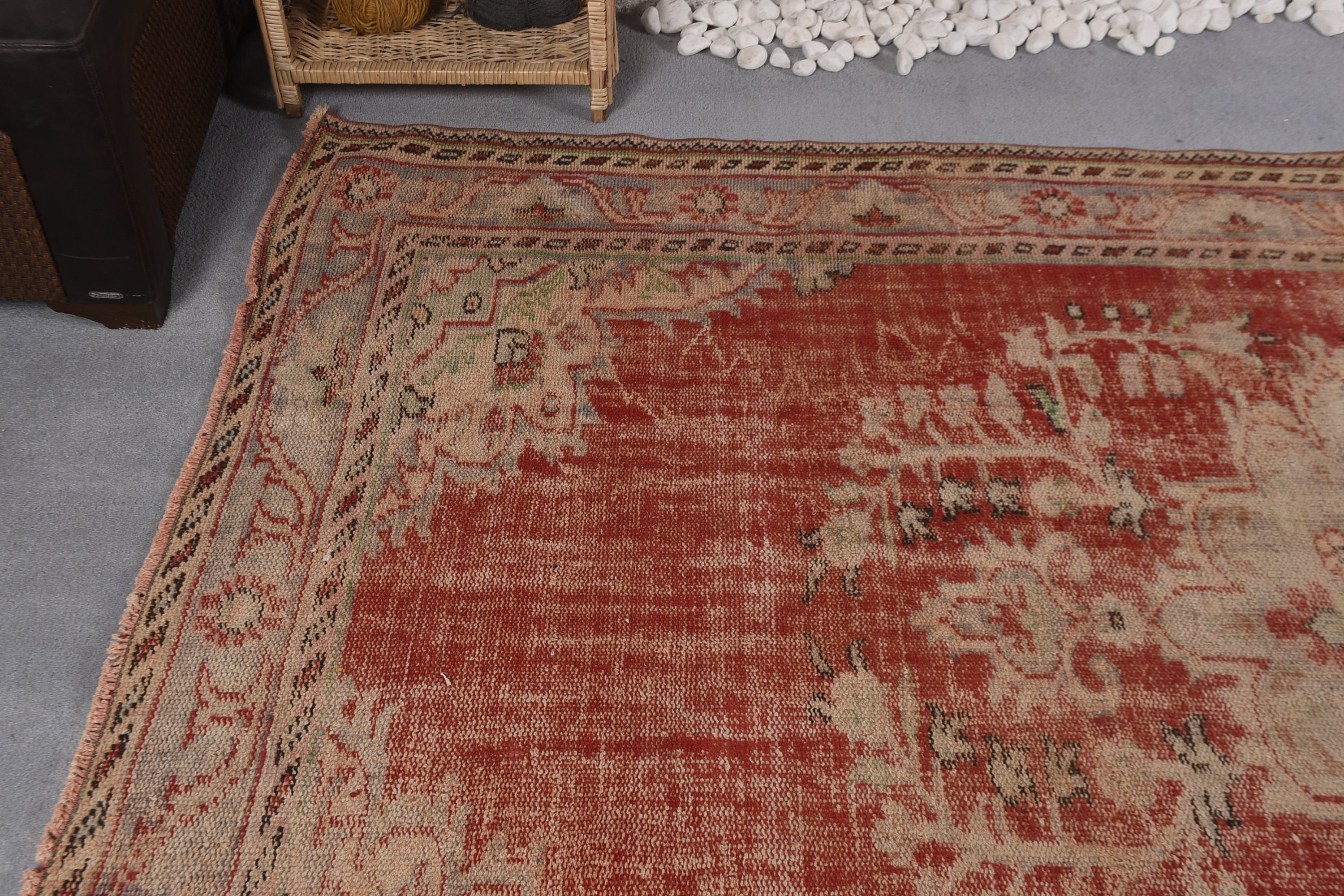 Anatolian Rug, Salon Rugs, Vintage Rug, Floor Rug, Red Moroccan Rugs, Turkish Rug, Art Rug, Dining Room Rugs, 6.3x9.4 ft Large Rugs