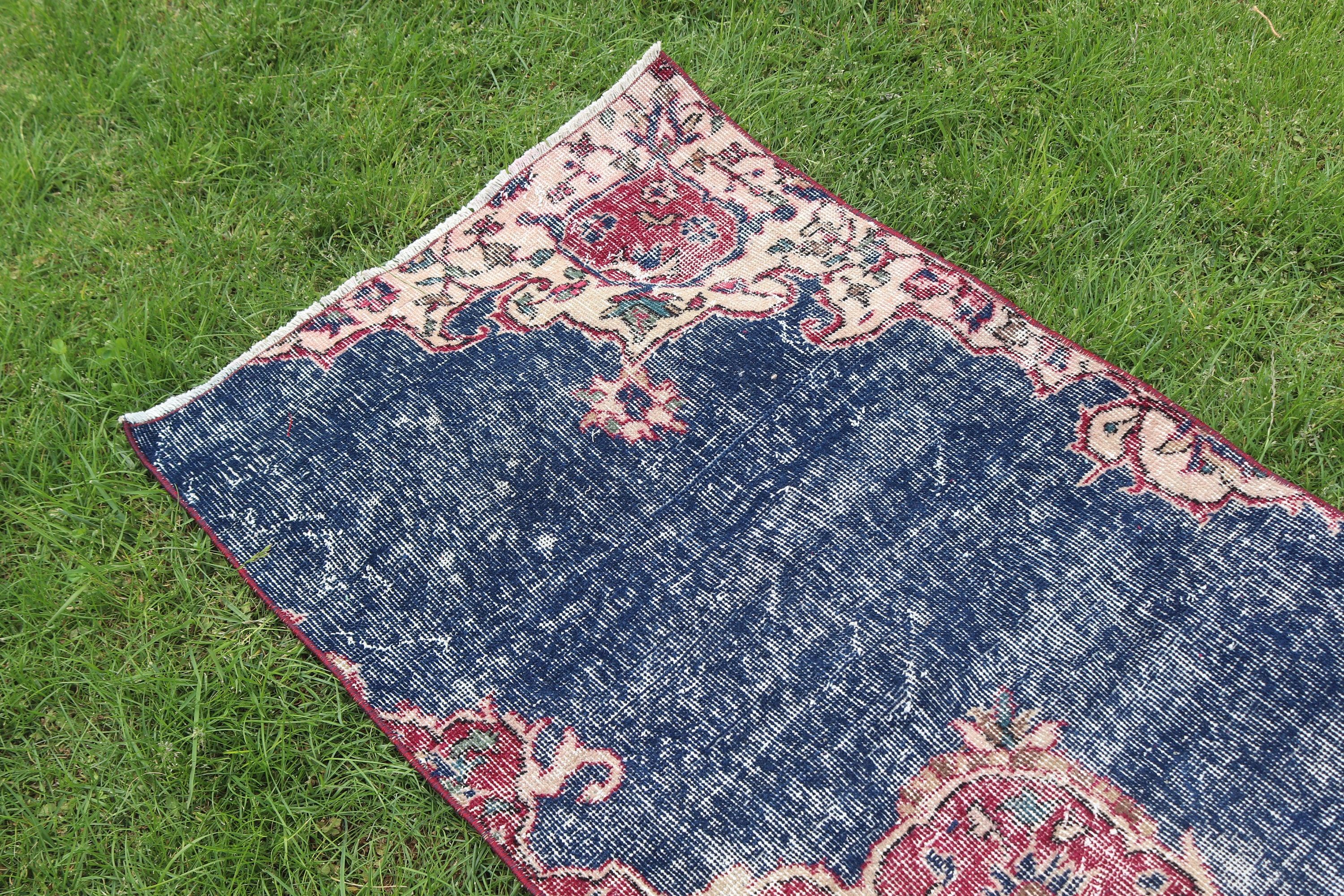 Organik Halılar, Giriş Halısı, Vintage Halı, Küçük Alan Halısı, Türk Halıları, Ev Dekorasyonu Halısı, Mavi Mutfak Halısı, Geometrik Halılar, 2,4x4,5 ft Küçük Halılar