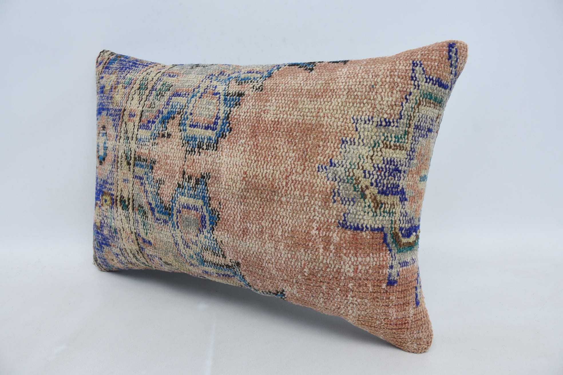 Handmade Kilim Cushion, Pillow for Sofa, Vintage Kilim Pillow Cushion Cover, Turkish Pillow, Patio Pillow, 16"x24" Beige Cushion Cover