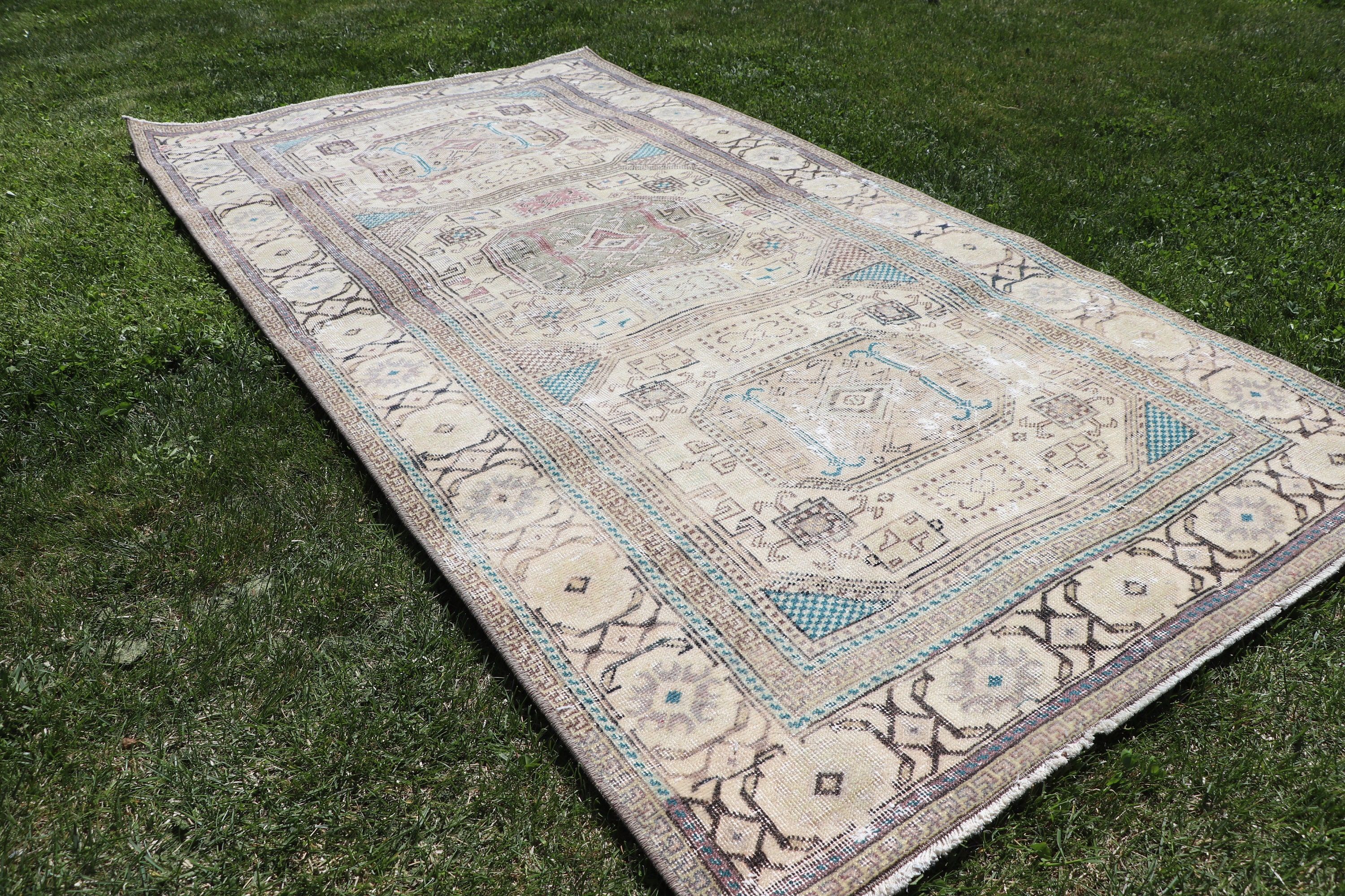 Entry Rug, 3x6 ft Accent Rug, Rugs for Entry, Boho Rug, Turkish Rug, Flatweave Rug, Vintage Rug, Wool Rug, Beige Bedroom Rugs, Kitchen Rugs