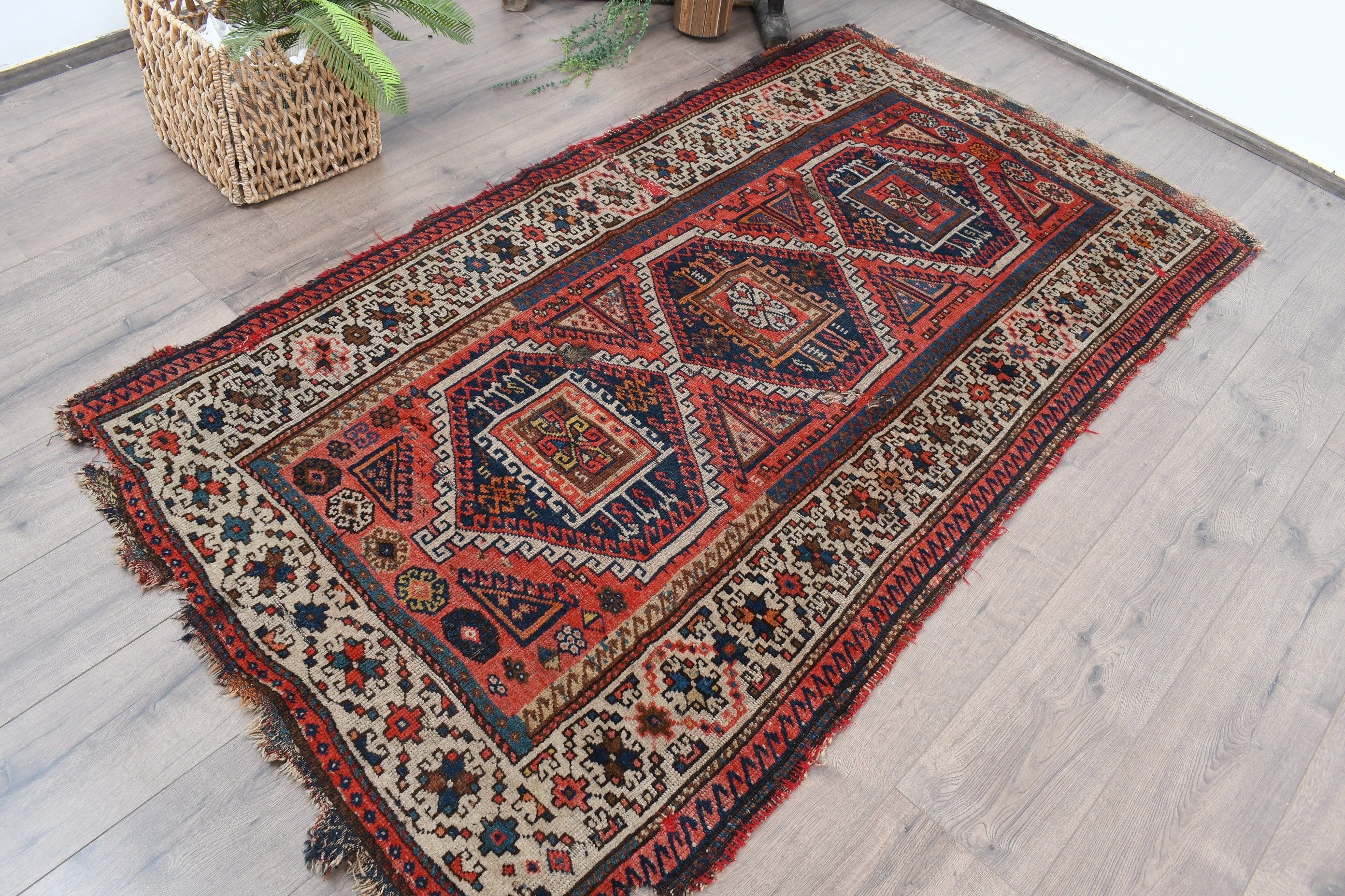 Turkish Rugs, 3.6x6.6 ft Accent Rugs, Rugs for Bedroom, Bedroom Rugs, Vintage Rugs, Flatweave Rug, Cool Rugs, Red Moroccan Rug, Kitchen Rug