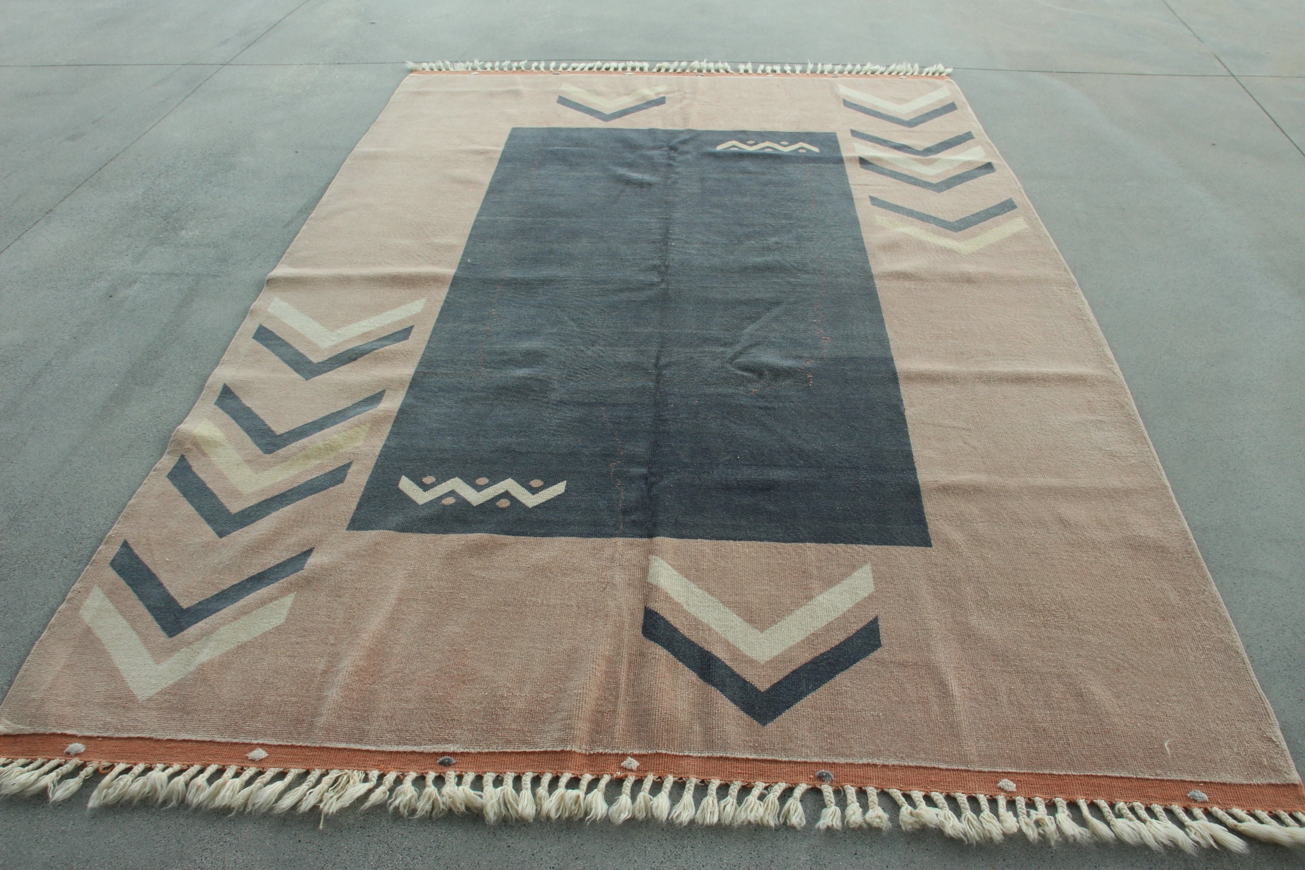 Large Vintage Rug, Floor Rug, Vintage Rugs, Wool Rug, Tribal Rug, 6.3x9.3 ft Large Rug, Pink Neutral Rug, Turkish Rug, Large Oushak Rug