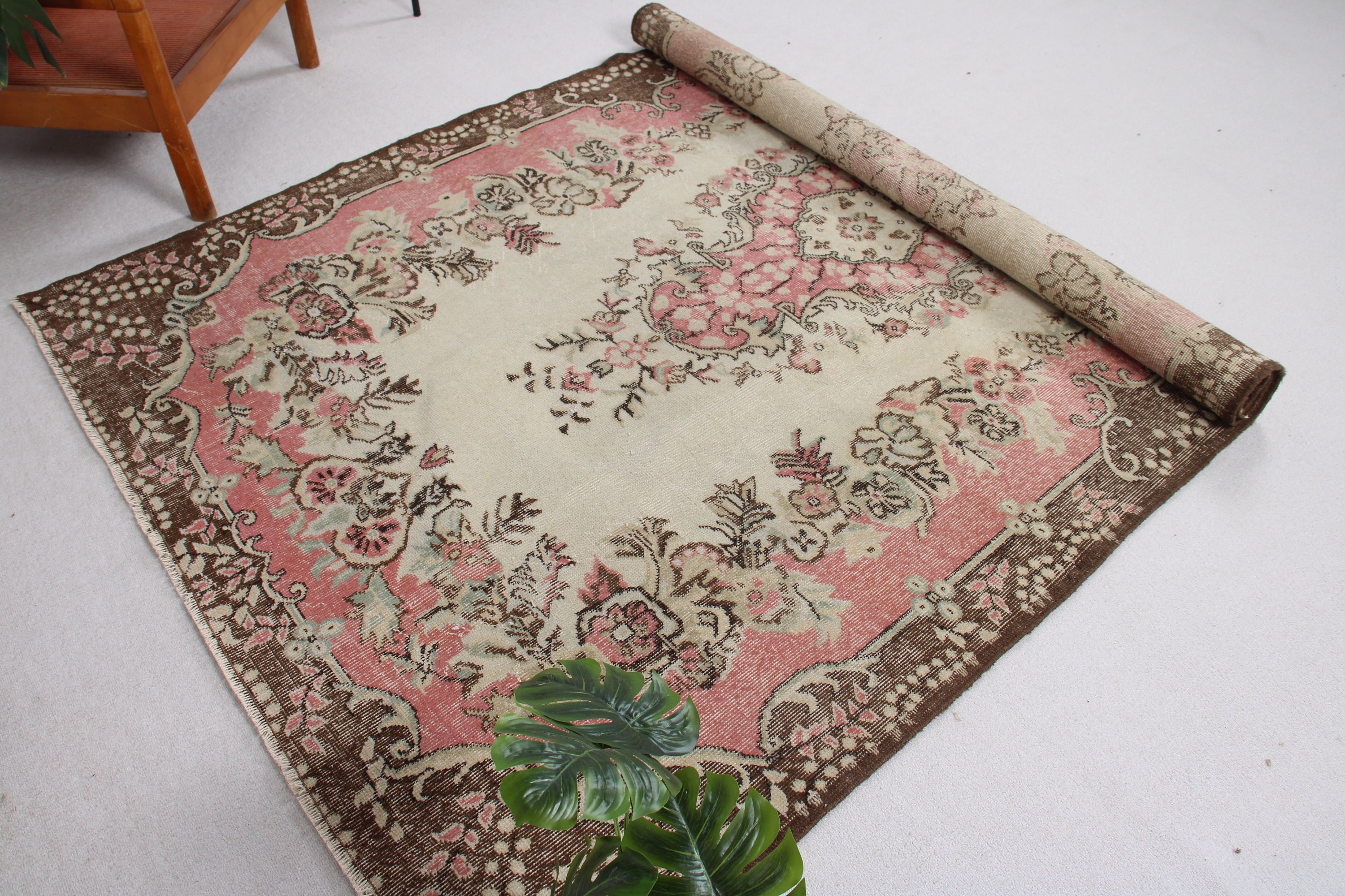 Vintage Halı, Büyük Vintage Halı, Bej Ev Dekorasyonu Halısı, Türk Halıları, 5.3x8.9 ft Büyük Halılar, Mutfak Halısı, Yer Halıları, Oturma Odası Halıları