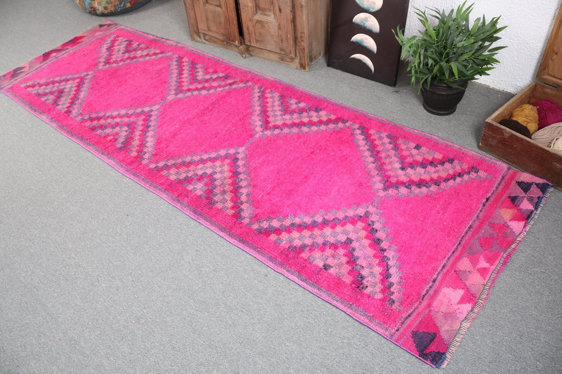 Pink Luxury Rug, Vintage Runner Rugs, 3.1x9.7 ft Runner Rugs, Organic Rug, Turkish Rugs, Home Decor Rugs, Vintage Rug, Antique Rugs