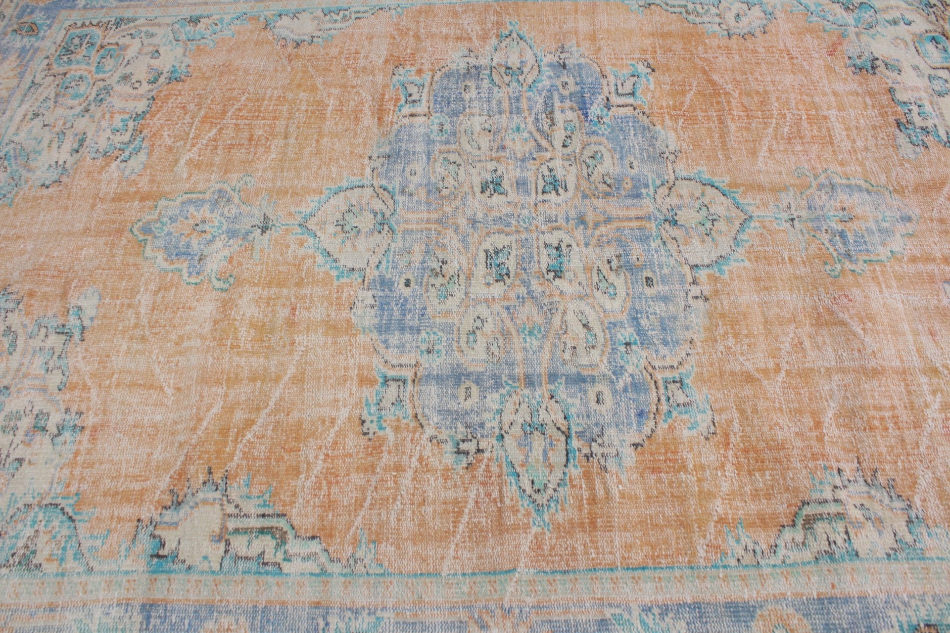 Vintage Rugs, Oriental Rugs, Home Decor Rug, 6.2x8.9 ft Large Rugs, Living Room Rugs, Orange Floor Rug, Dining Room Rug, Turkish Rug