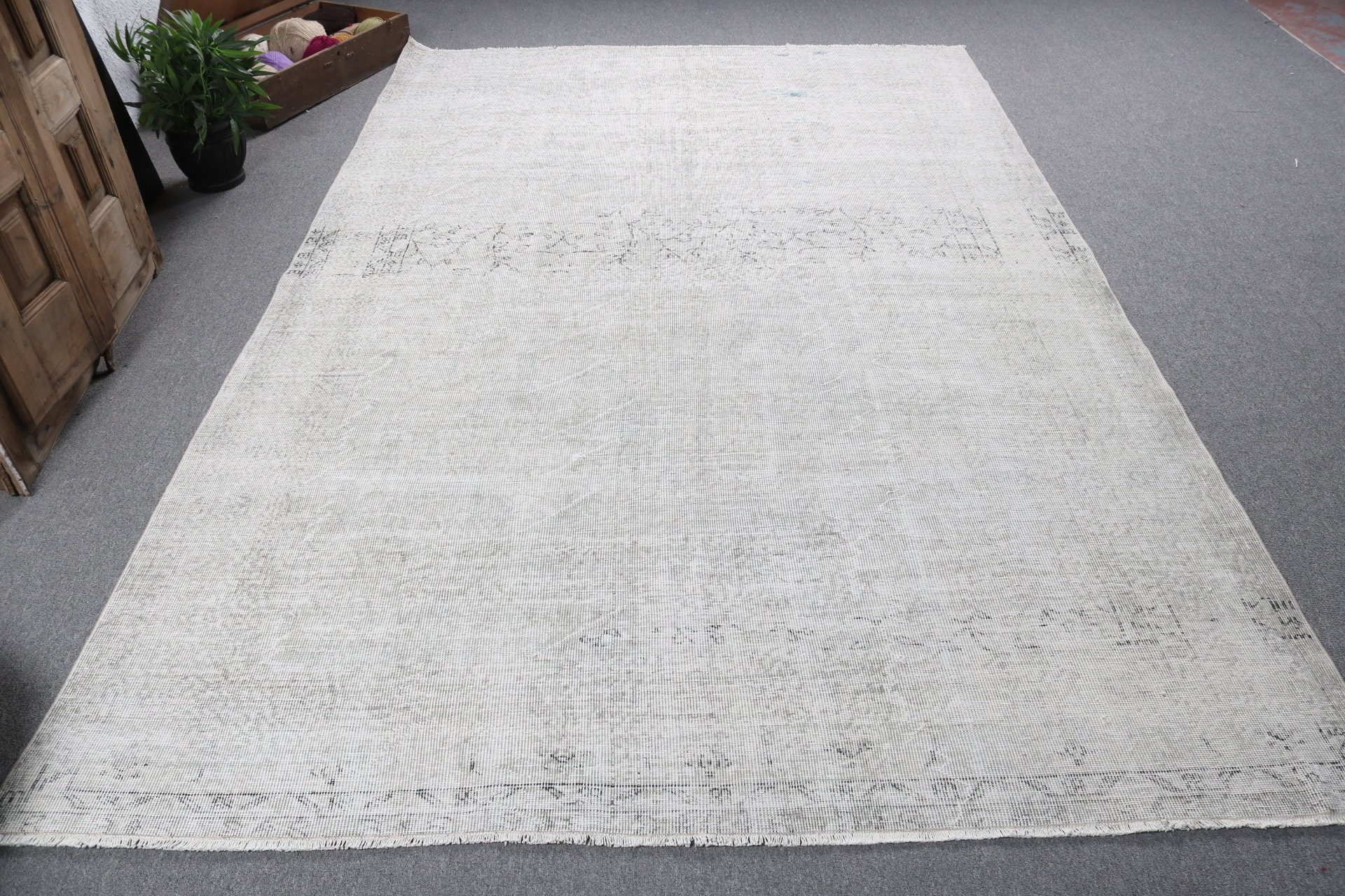 Türk Halısı, Antika Halı, 6.6x9.9 ft Büyük Halı, Büyük Oushak Halıları, Yeşil Anadolu Halıları, Salon Halıları, El Dokuma Halıları, Boho Halısı, Vintage Halılar