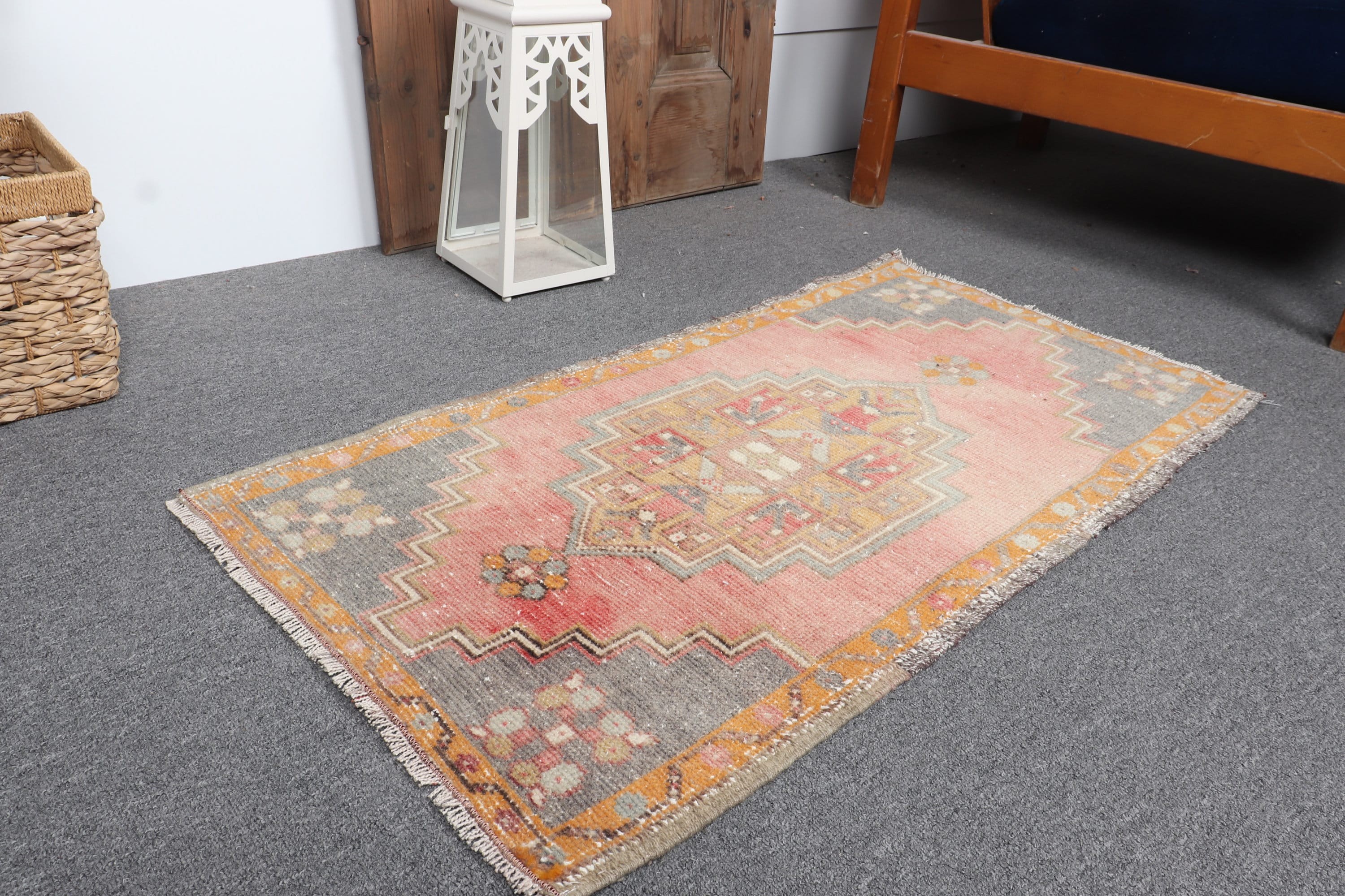 Home Decor Rugs, 1.7x3.3 ft Small Rug, Rugs for Wall Hanging, Vintage Rugs, Pink Antique Rugs, Kitchen Rugs, Nursery Rug, Turkish Rug