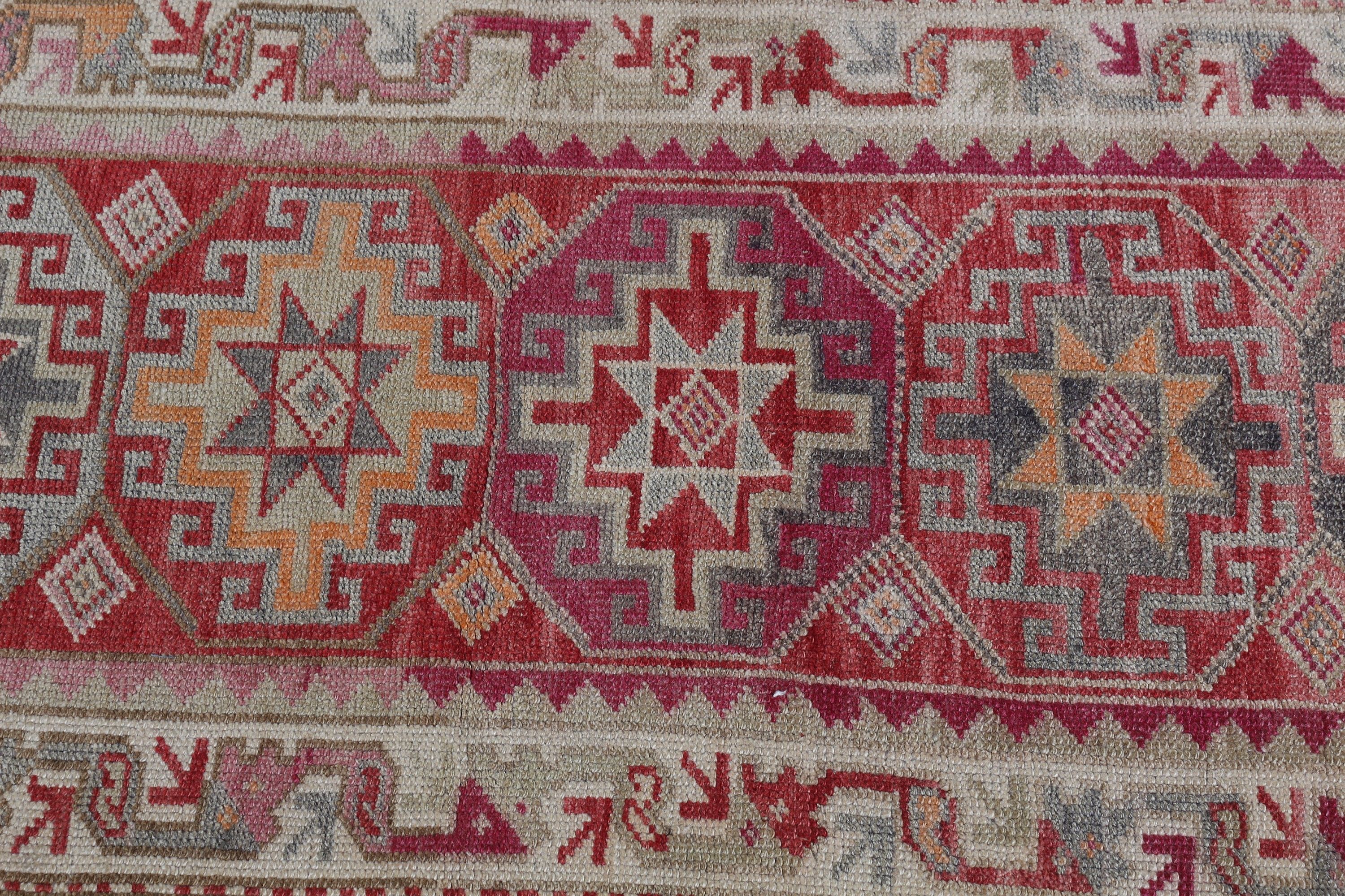 2.4x12 ft Runner Rug, Corridor Rugs, Old Rug, Red Moroccan Rugs, Turkish Rugs, Antique Rug, Rugs for Kitchen, Vintage Rug, Wool Rugs