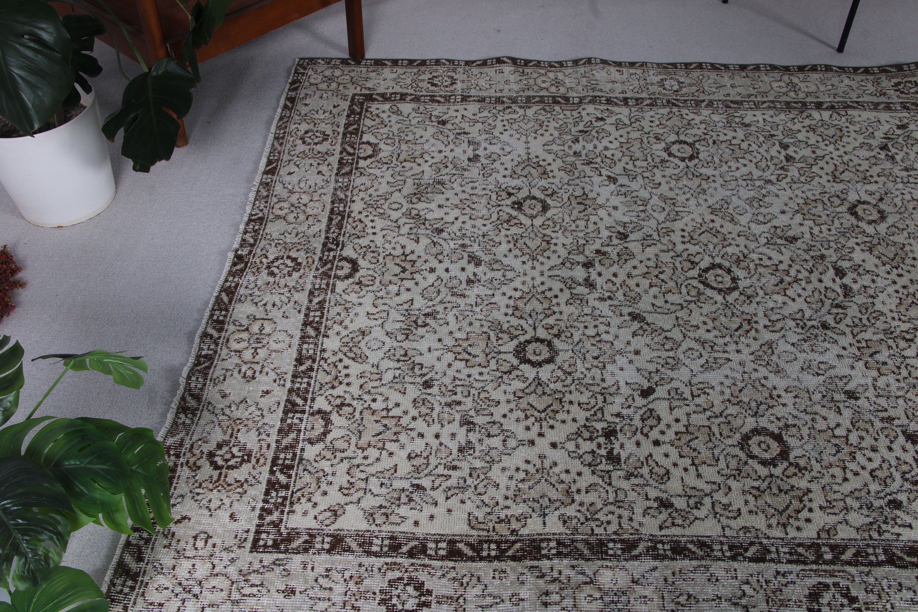 Mutfak Halıları, Aztek Halısı, Vintage Halılar, Türk Halısı, 6,1x9,2 ft Büyük Halılar, Büyük Boho Halıları, Bej Yün Halıları, Yemek Odası Halısı