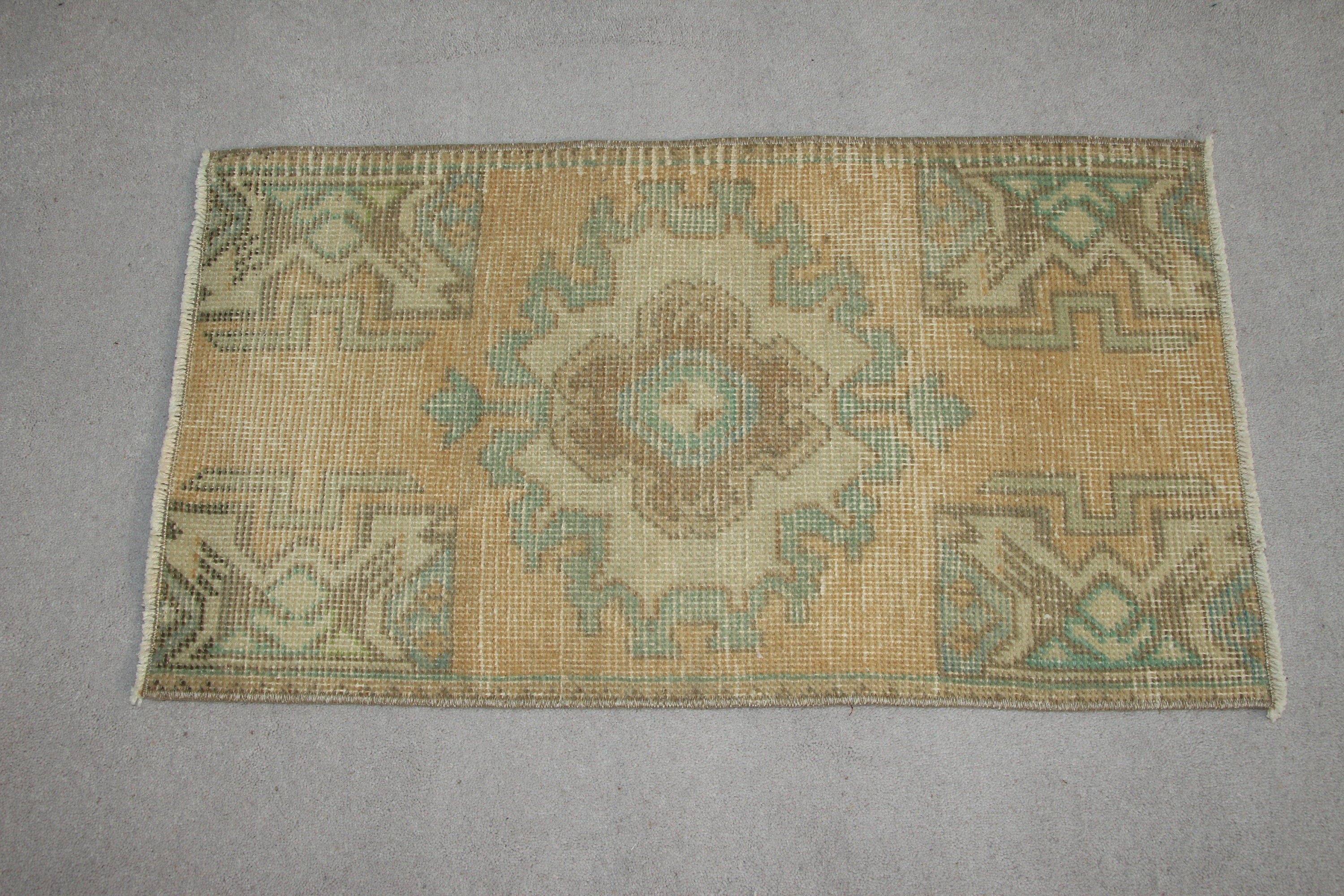 Beige Oriental Rugs, Turkish Rug, 1.4x2.6 ft Small Rugs, Vintage Rug, Rugs for Entry, Oushak Rug, Kitchen Rug, Tribal Rug, Entry Rug