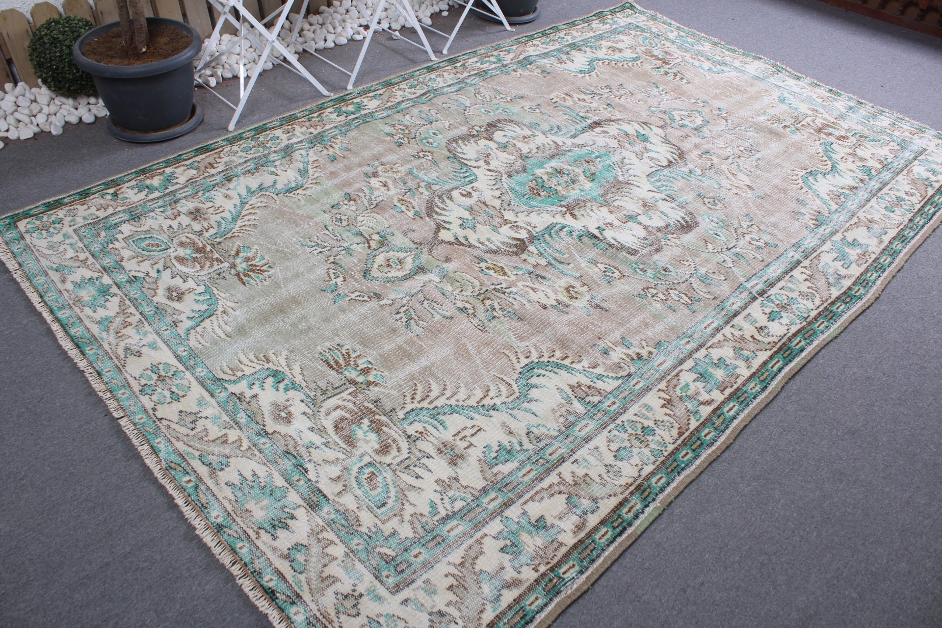 Kahverengi Havalı Halılar, Vintage Halılar, Salon Halısı, 6.3x9.8 ft Büyük Halılar, Anadolu Halıları, Ev Dekorasyonu Halısı, Türk Halısı, Göçebe Halısı, Yatak Odası Halısı