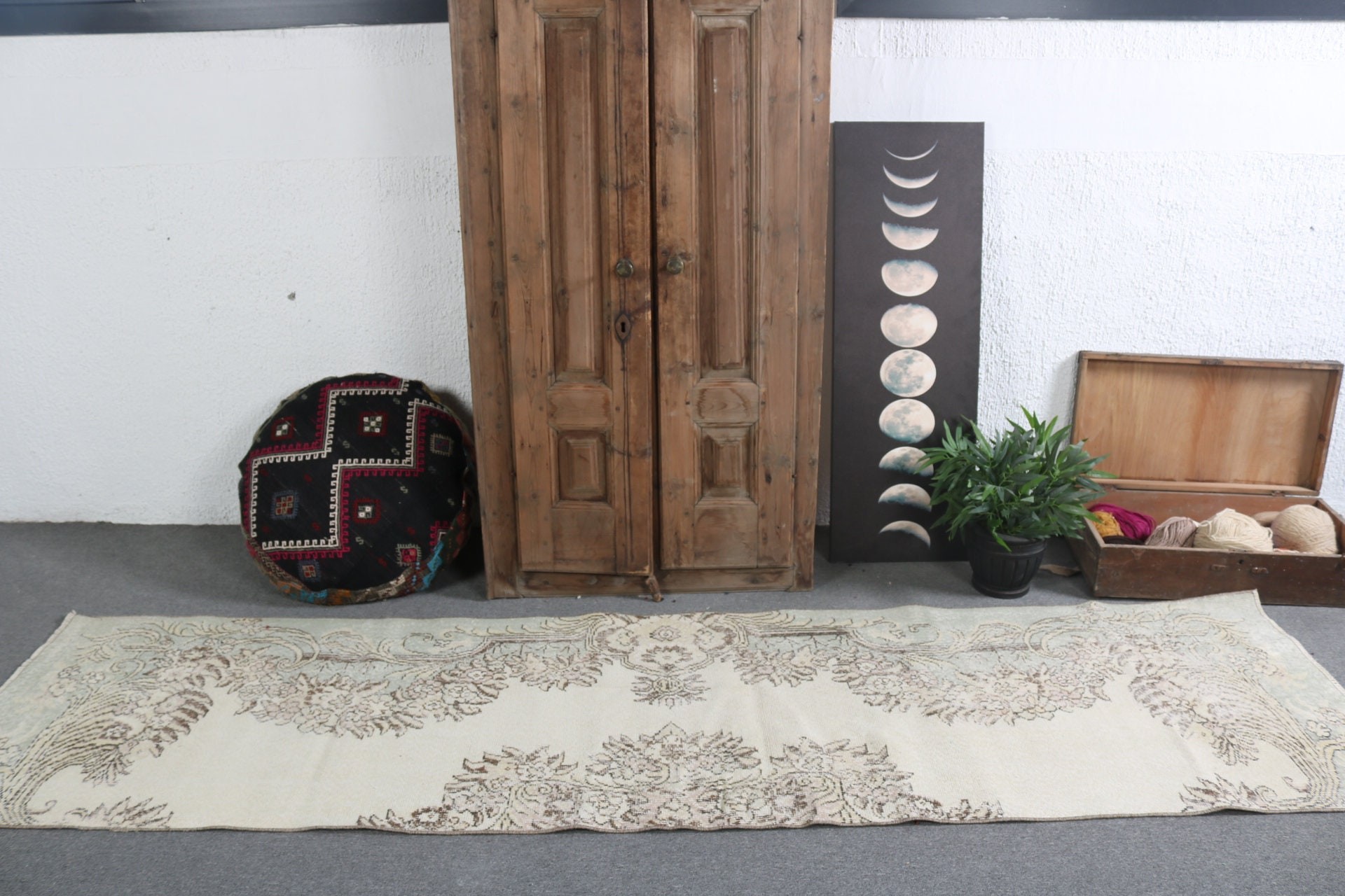 Bej Yün Halı, Türk Halısı, Modern Halılar, Vintage Halı, Merdiven Halıları, Yer Halısı, Koridor Halısı, Boho Halısı, Merdiven Halıları, 2,7x10,2 ft Yolluk Halısı