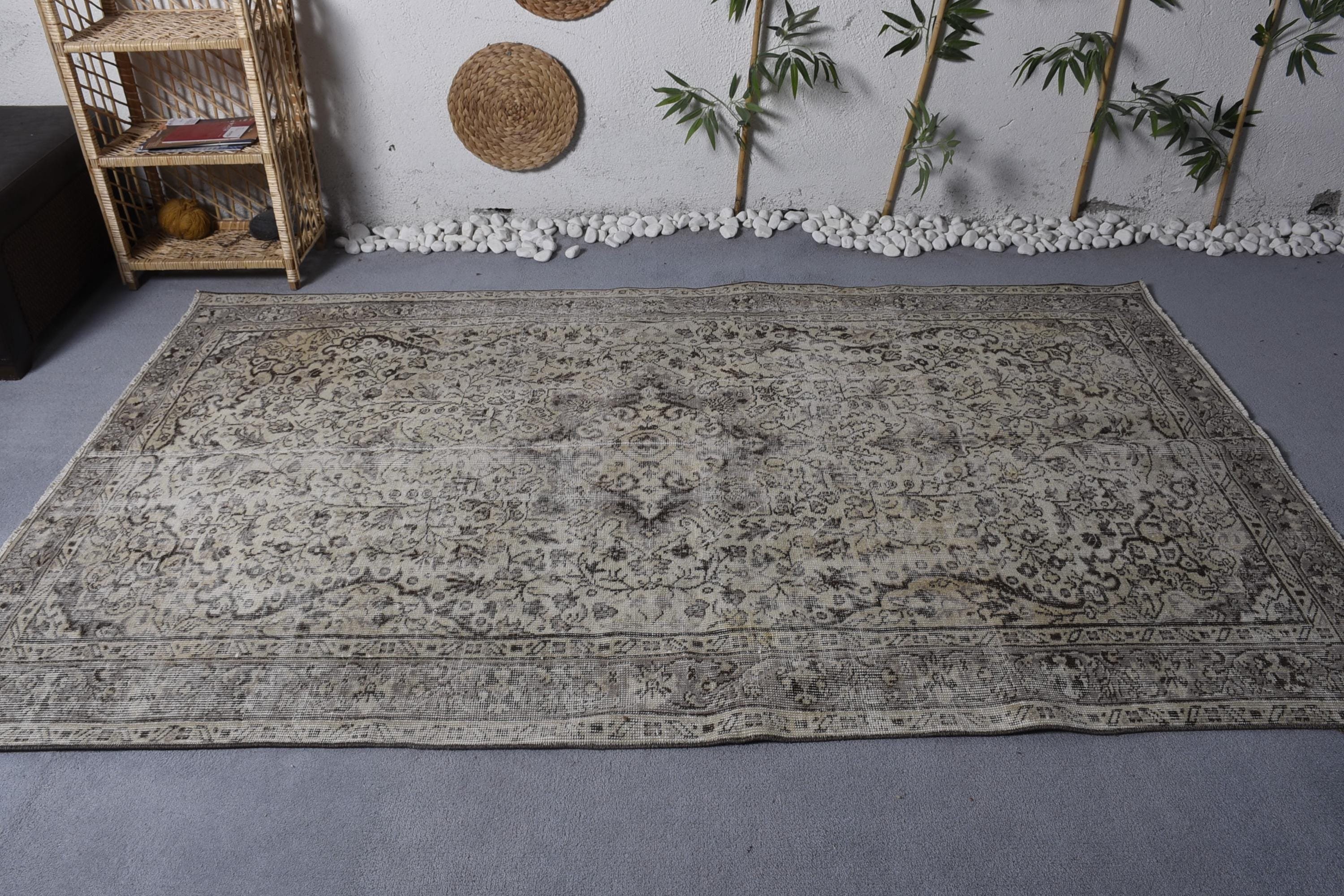 Beige Anatolian Rugs, Handwoven Rugs, 5.2x8.3 ft Large Rug, Vintage Rug, Oriental Rug, Large Oushak Rug, Turkish Rug, Salon Rugs, Boho Rug