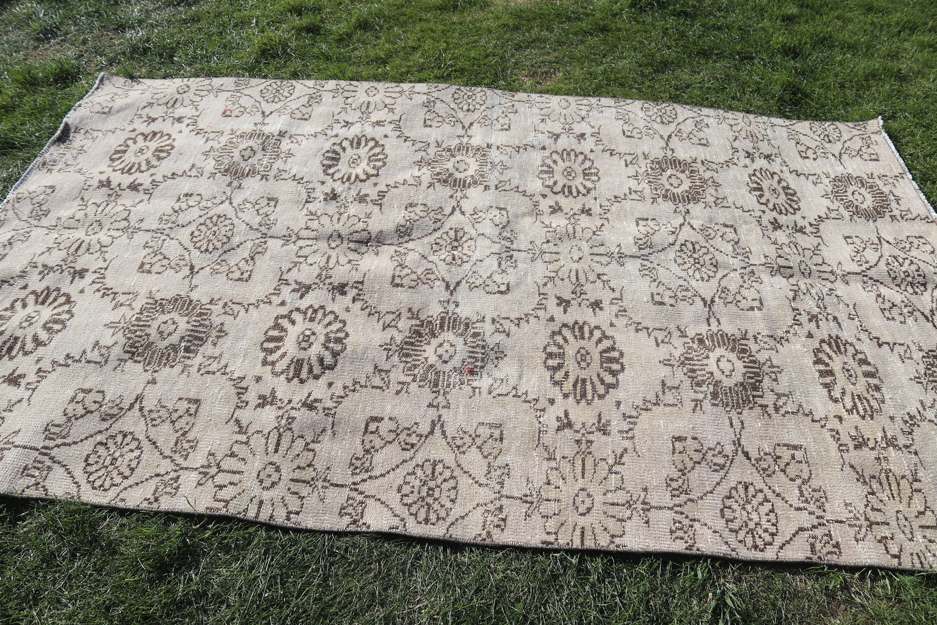 Türk Halısı, Vintage Halı, Büyük Boho Halı, Geometrik Halı, Bej Oryantal Halılar, Yer Halısı, Yatak Odası Halıları, Düz Dokuma Halılar, 5.1x8.2 ft Büyük Halı