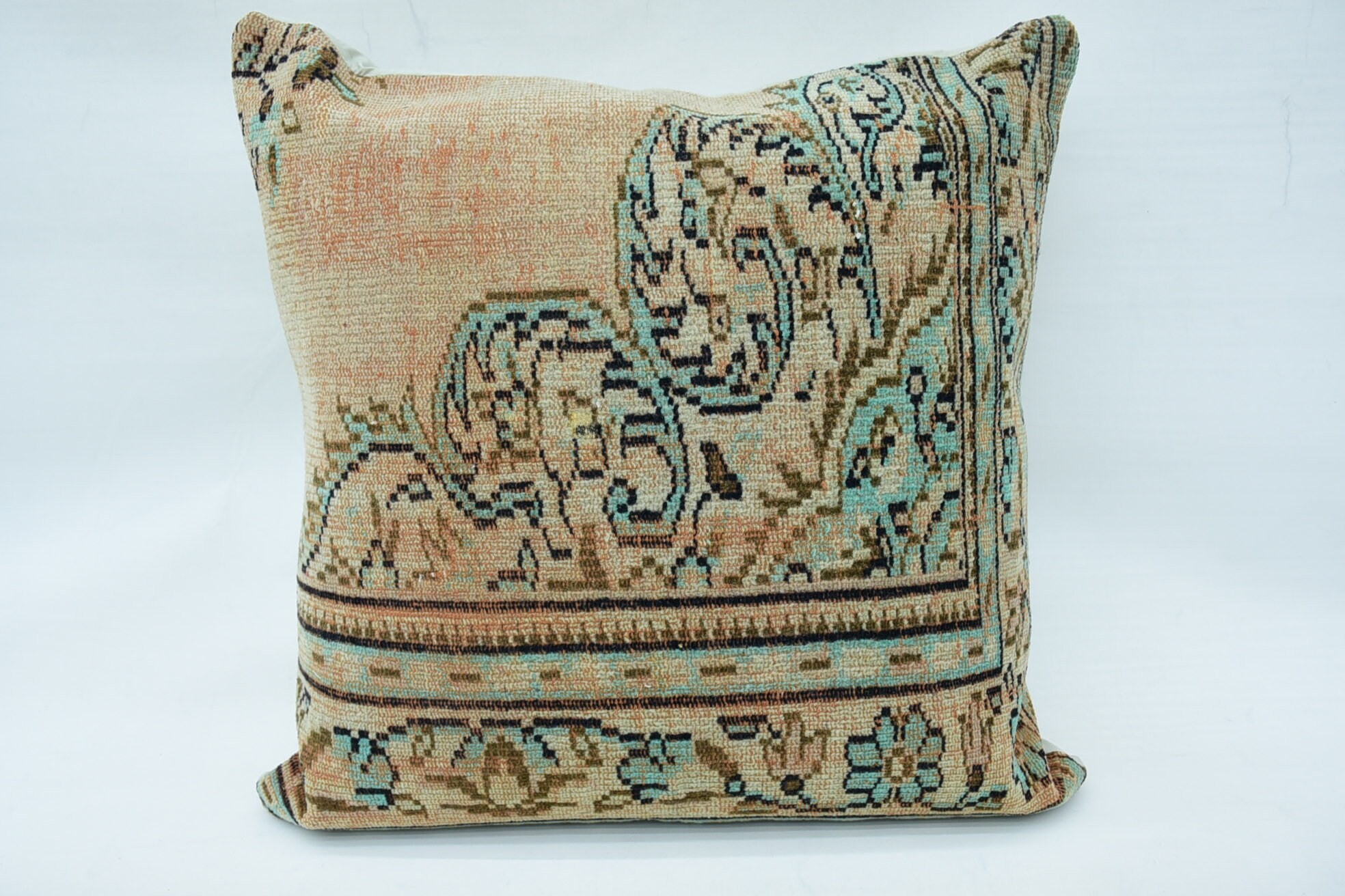 32"x32" Beige Pillow Sham, Ethnical Kilim Rug Pillow, Throw Kilim Pillow, Vintage Cushion, Turkish Pillow, Art Deco Pillow Cover