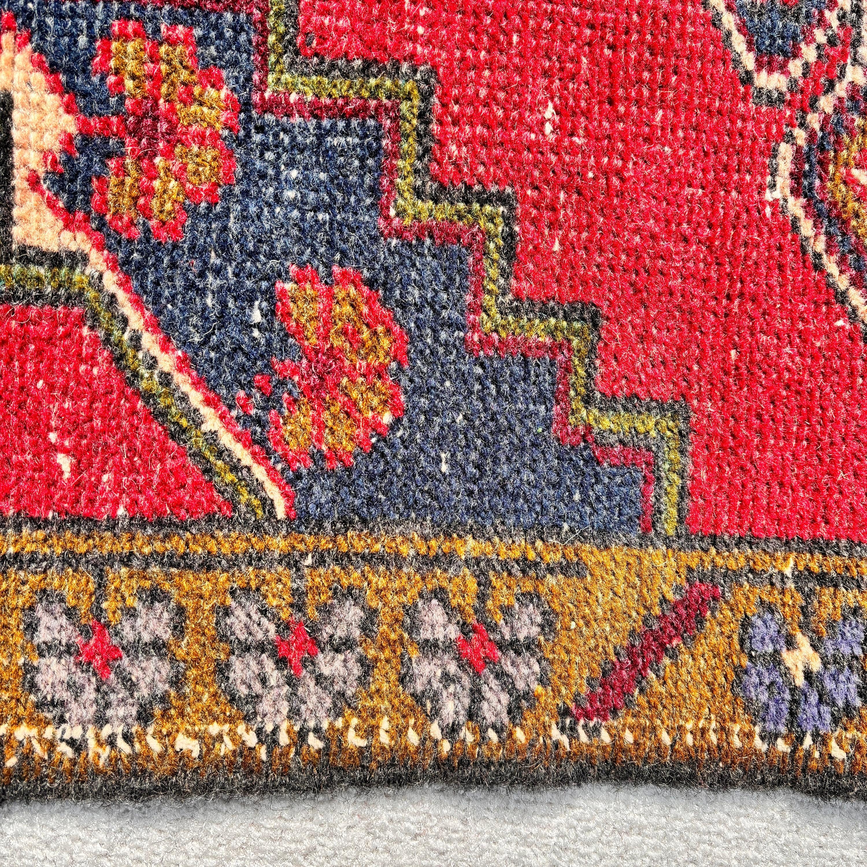 Turkish Rug, Small Boho Rugs, Bath Mat Cute Rug, 1.7x3.4 ft Small Rug, Vintage Rug, Cool Rugs, Entry Rugs, Moroccan Rug, Red Oushak Rug