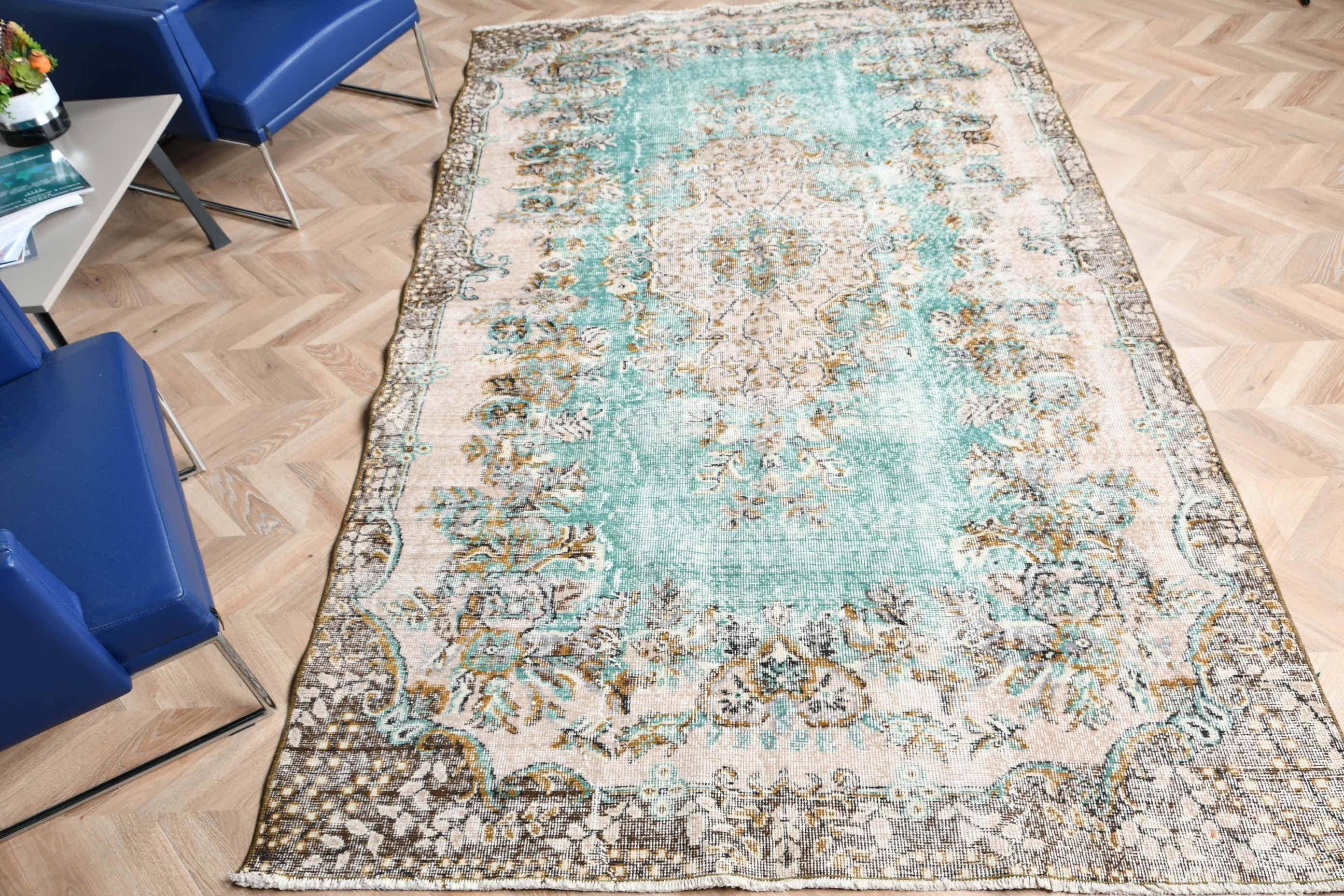 Yeşil Oryantal Halılar, Mutfak Halıları, Sevimli Halı, Türk Halısı, 5,8x9,4 ft Büyük Halılar, Yemek Odası Halıları, Salon Halısı, Vintage Halı