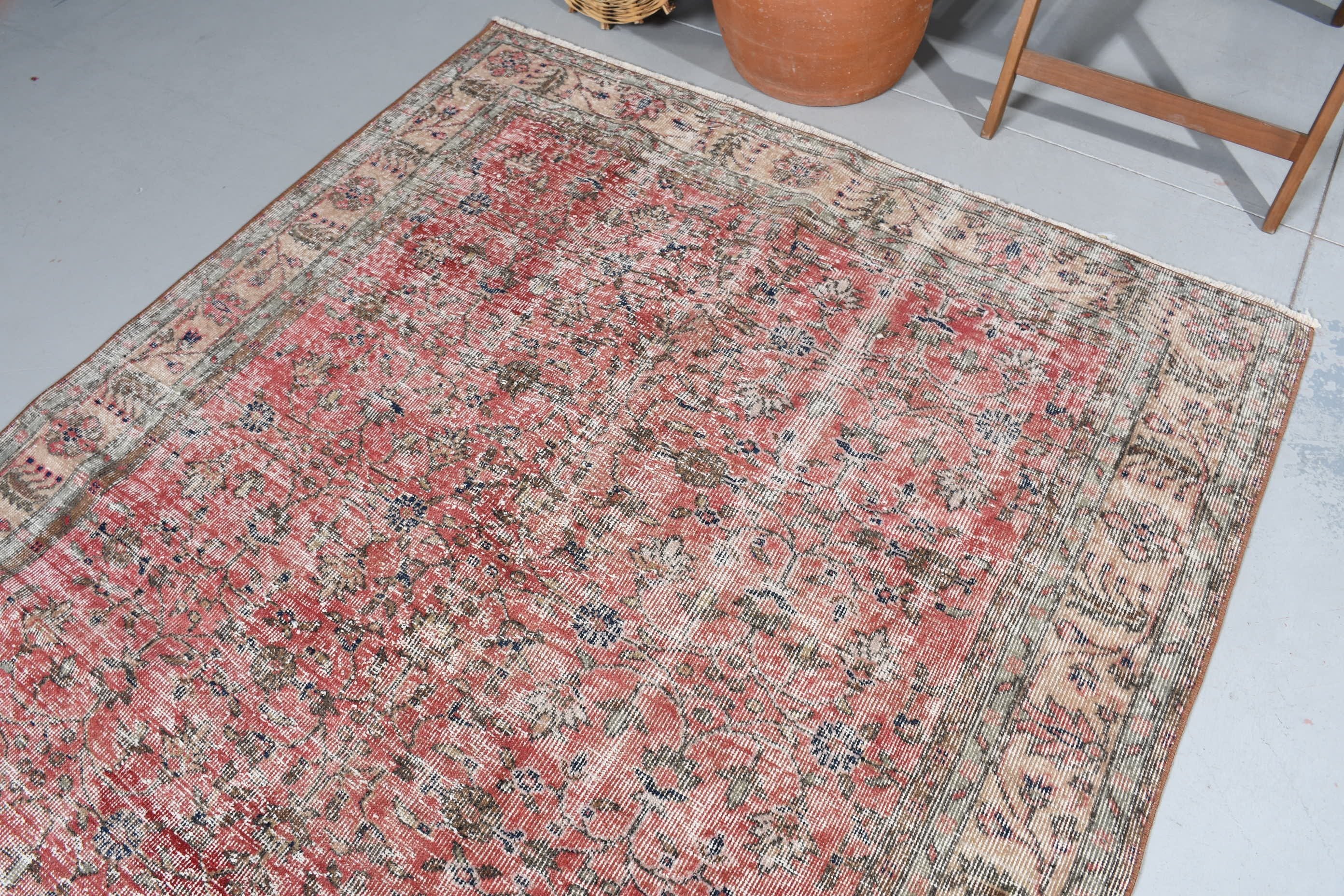 Red Oriental Rug, Turkish Rug, 5.4x8.6 ft Large Rugs, Wool Rug, Vintage Rug, Dining Room Rugs, Living Room Rugs, Bohemian Rug